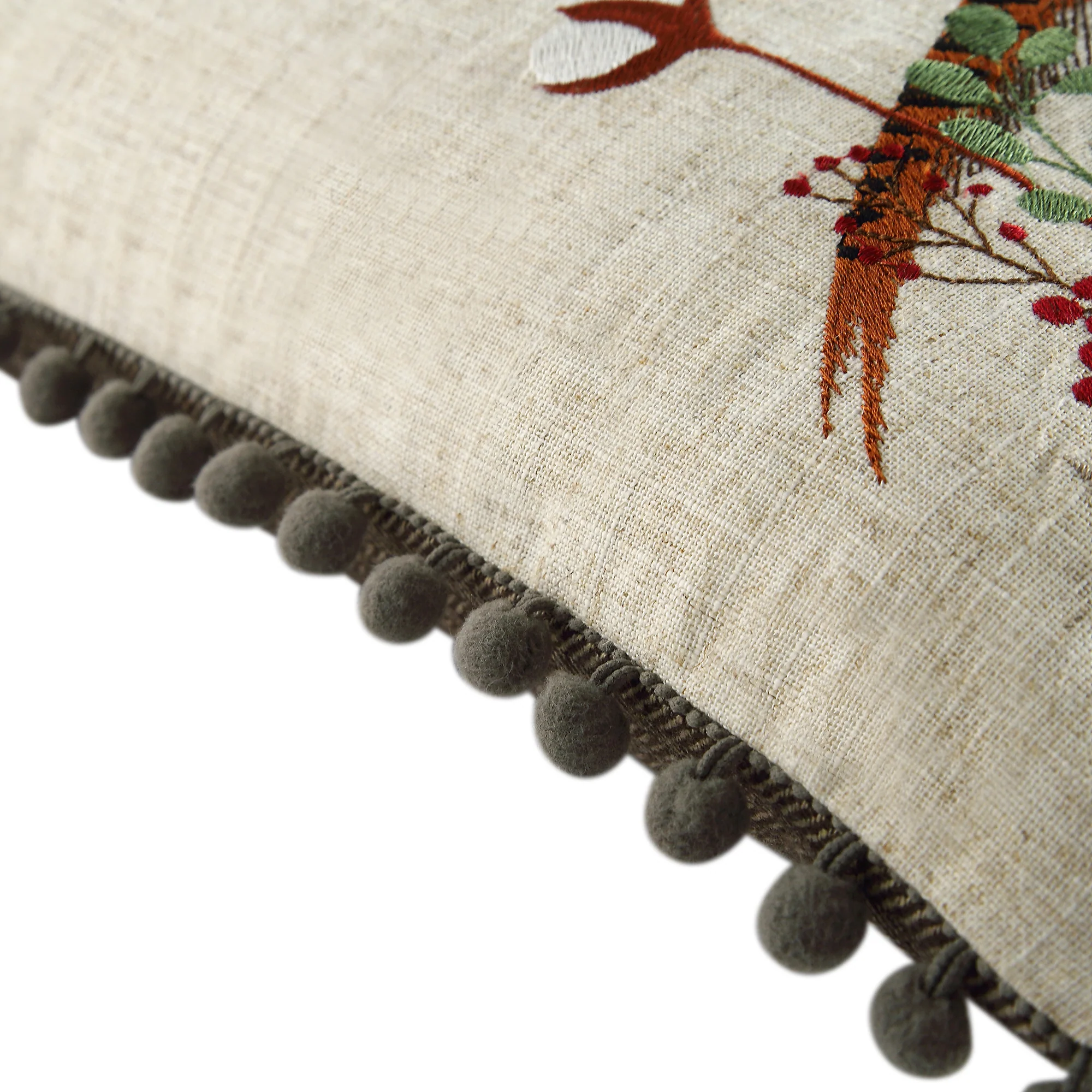Country Collection Pheasant Embroidered Linen Blend Cushion - Image 8