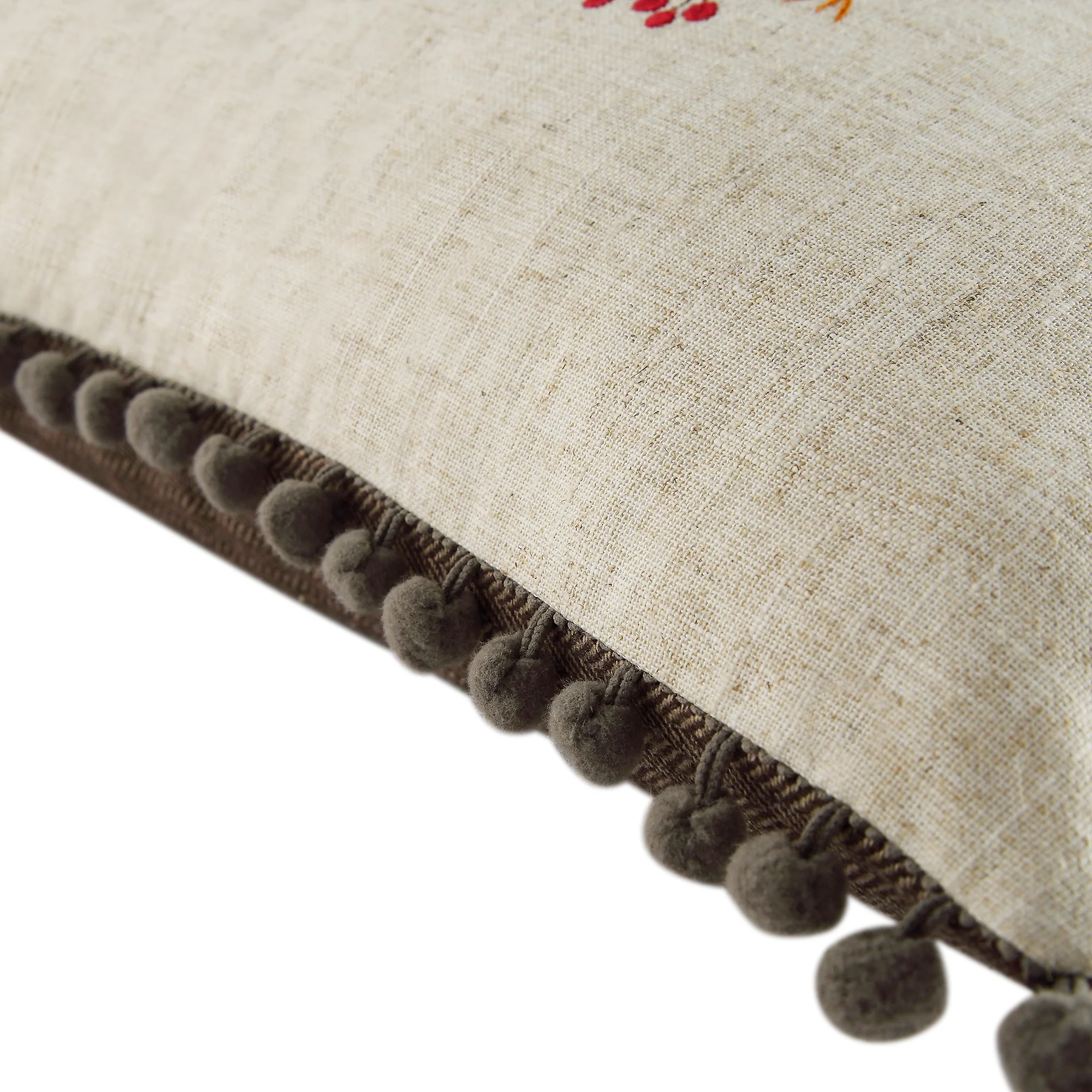 Country Collection Robin Embroidered Linen Blend Cushion - Image 8