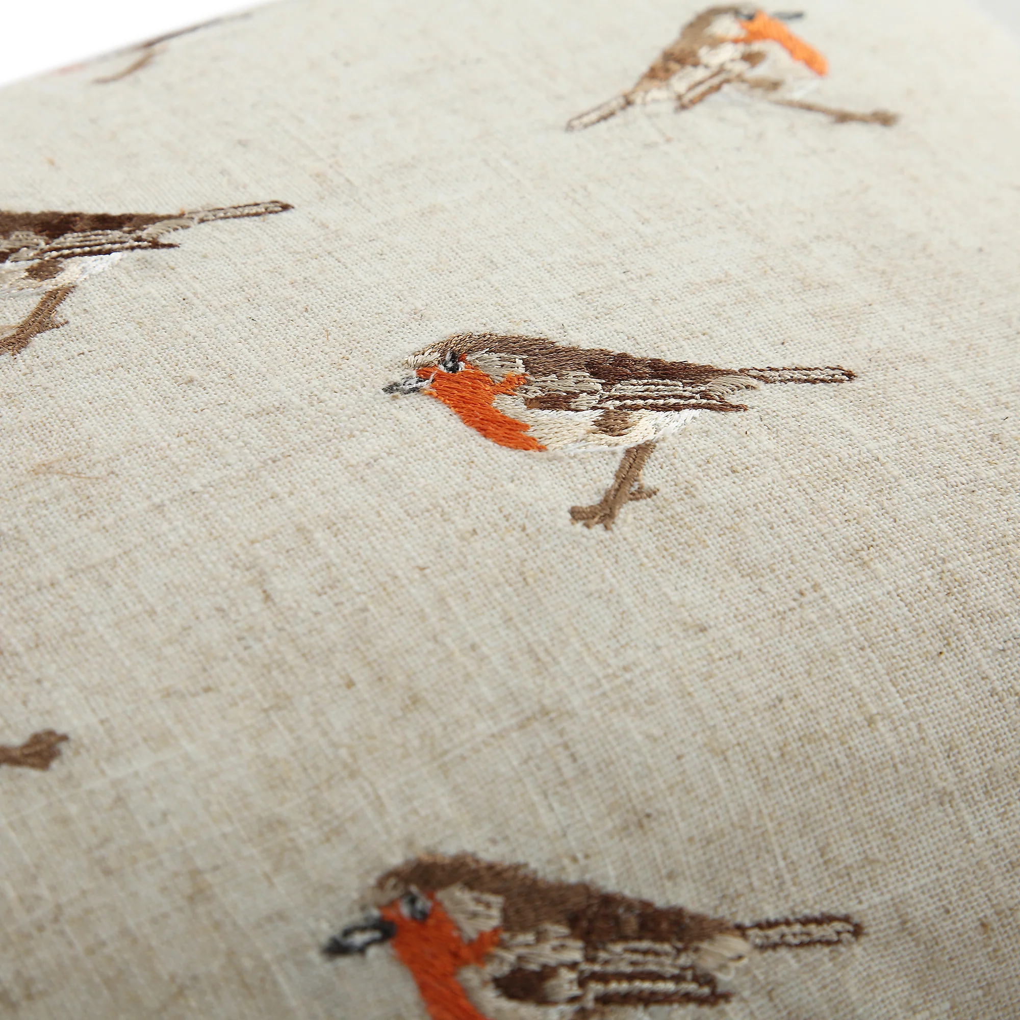 Country Collection Robin Repeat Embroidered Linen Blend Cushion - Image 6