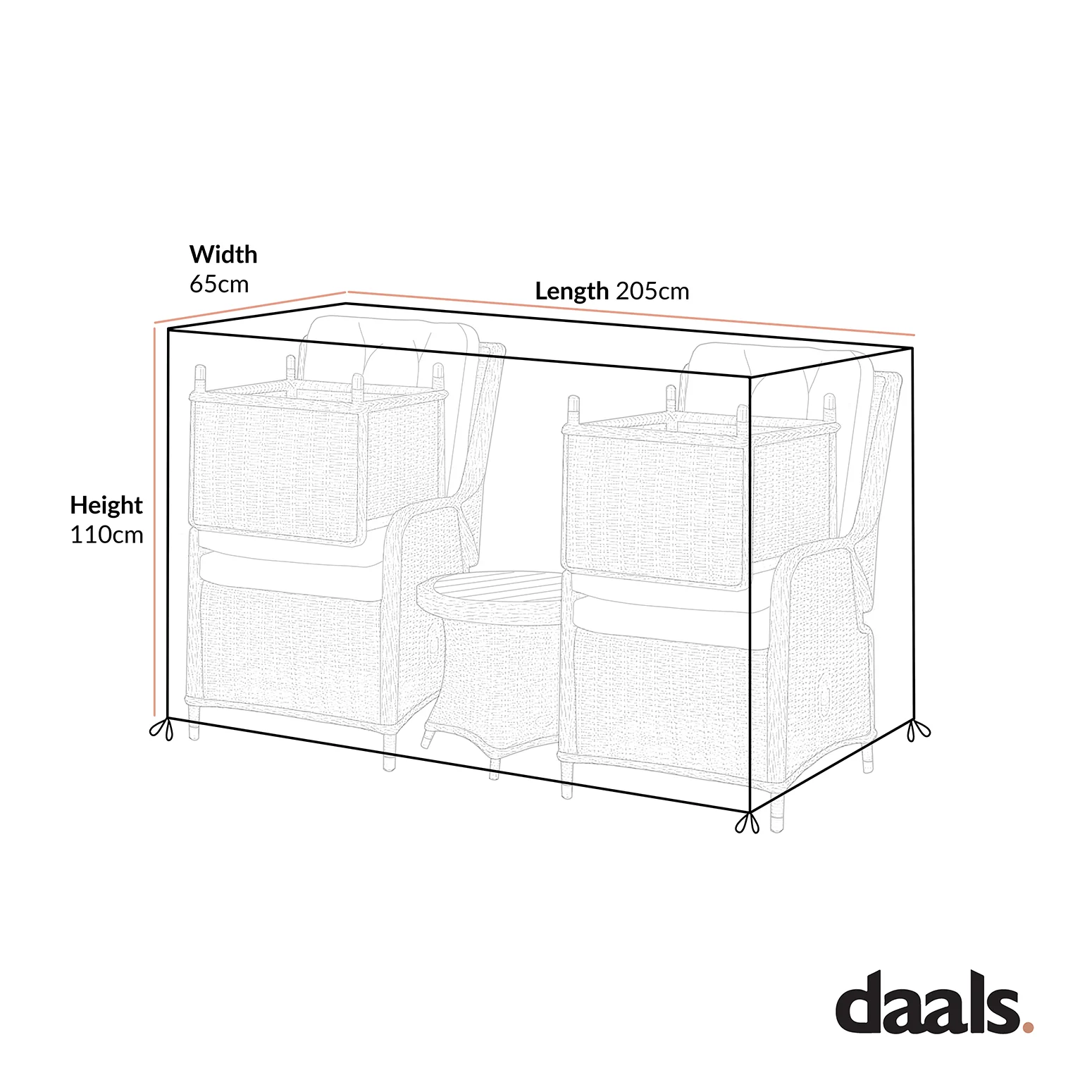 Cover for Hampshire 2-Seater Round Wicker Reclining Bistro Set with Stools - Image 4