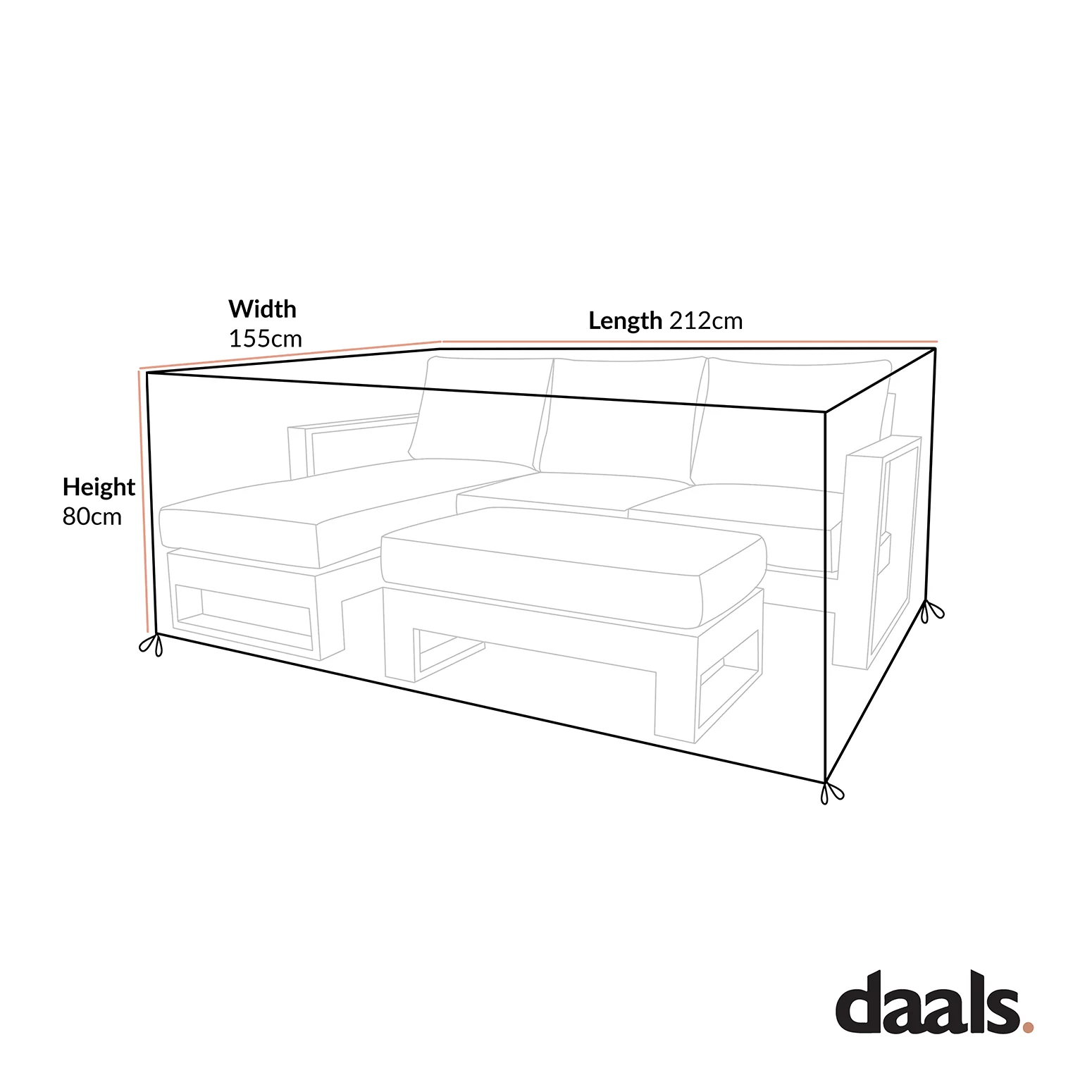 Cover for Montrose Aluminium Outdoor Sofa Set with Chaise - Image 4