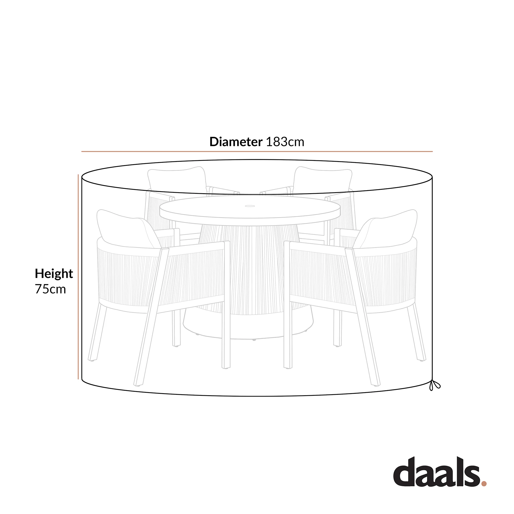 Cover for Pedra Rope and Aluminium Outdoor 4-Seater Round Dining Set - Image 3