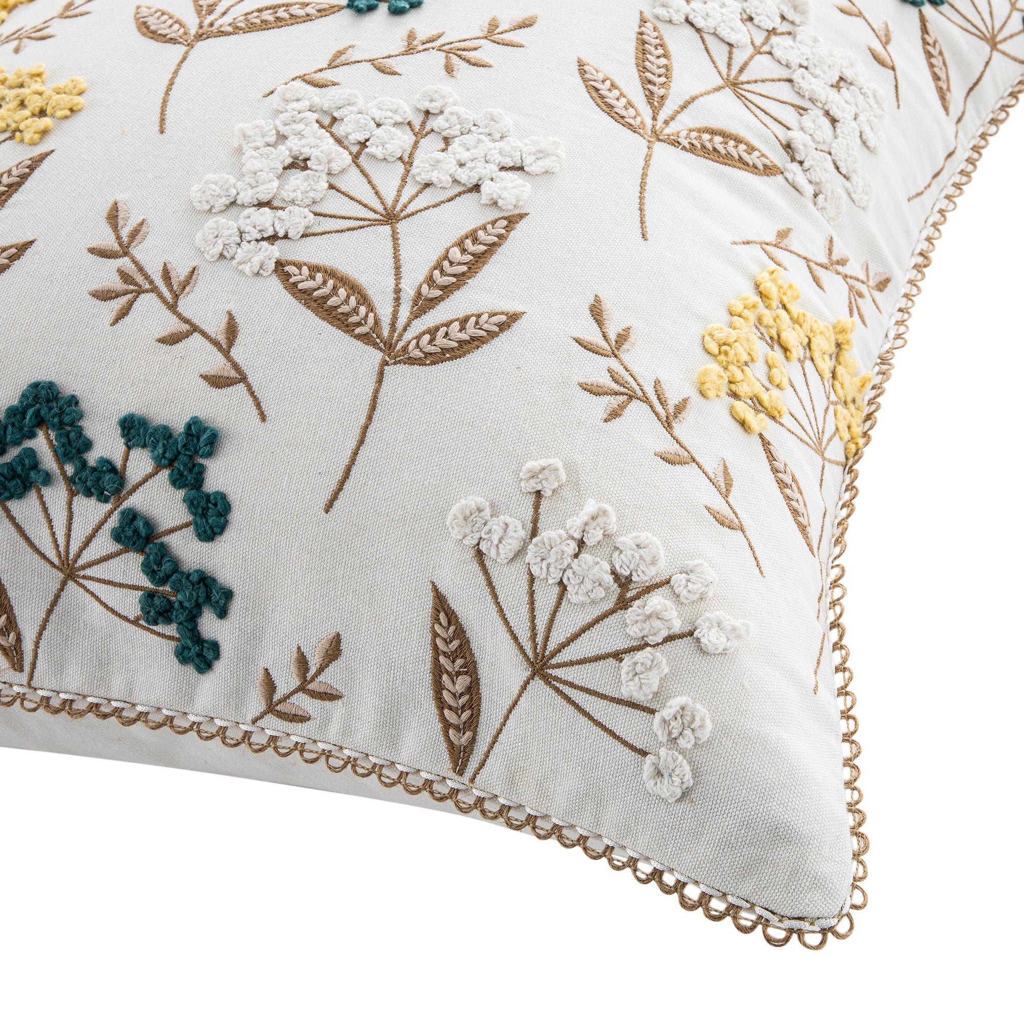 Country Collection Cow Parsley Embroidered Cotton Cushion - Image 3