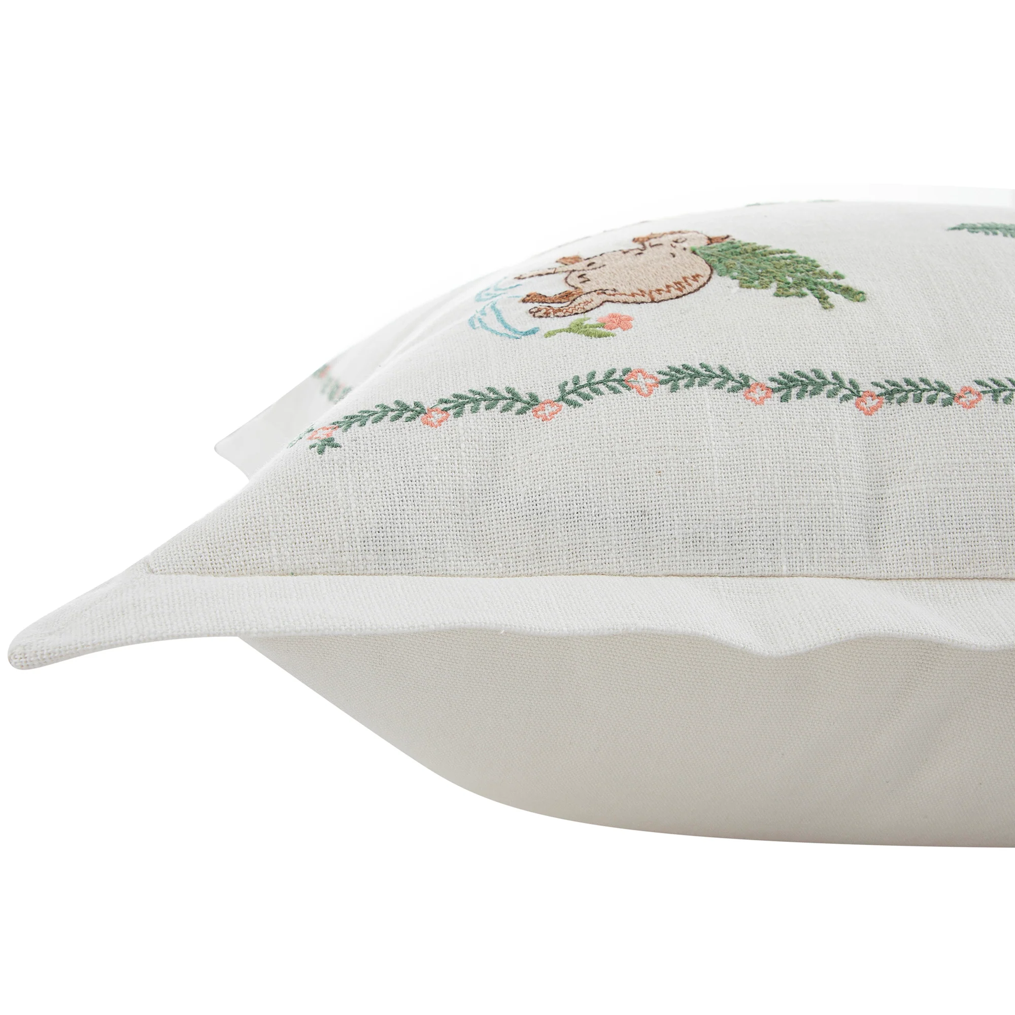 Whimsical Animals Capybaras and Yuzu Hand Embroidered Cushion - Image 5
