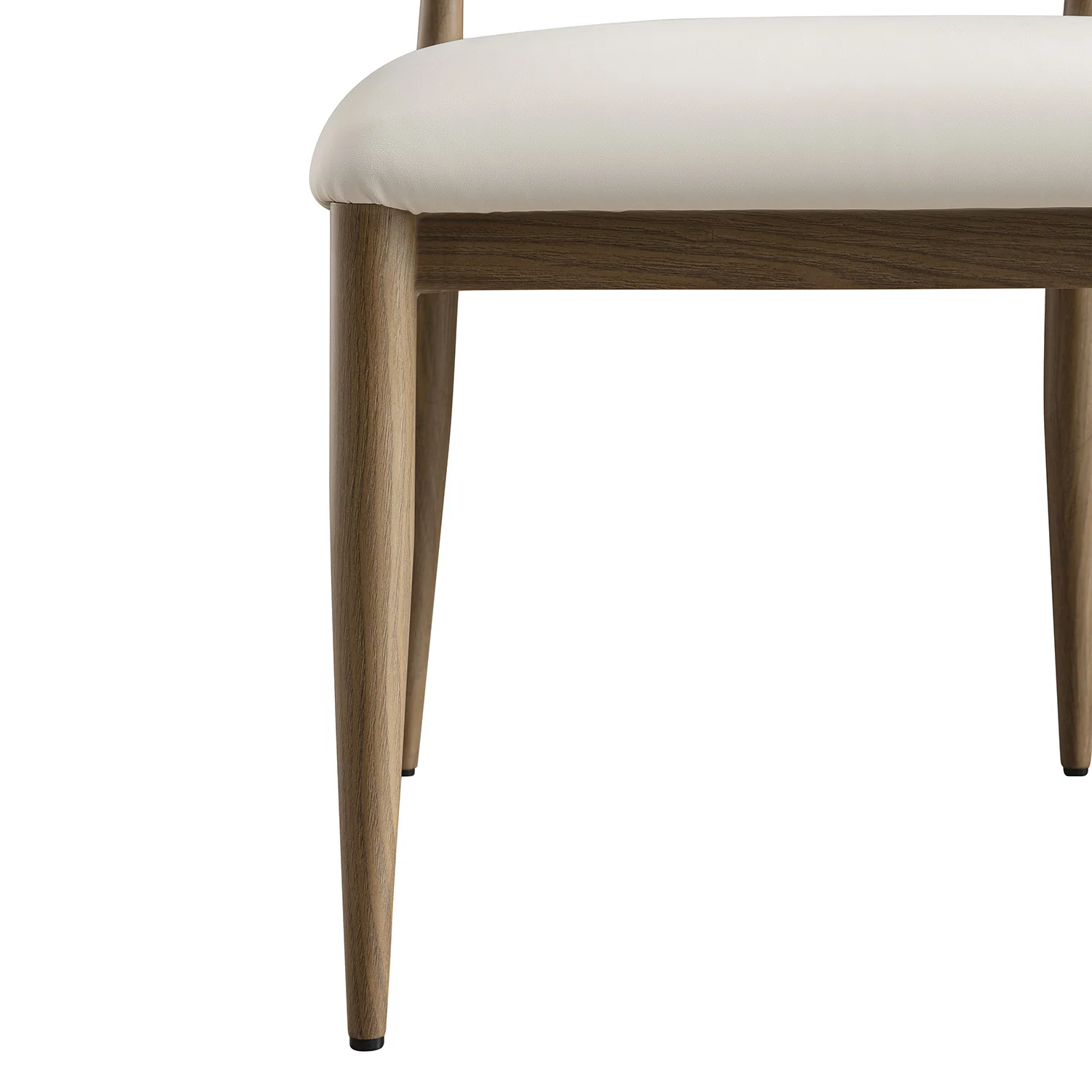 Dagmar Set of 2 Dining Chairs, Beige Faux Leather | Silver Oak Frame - Image 17