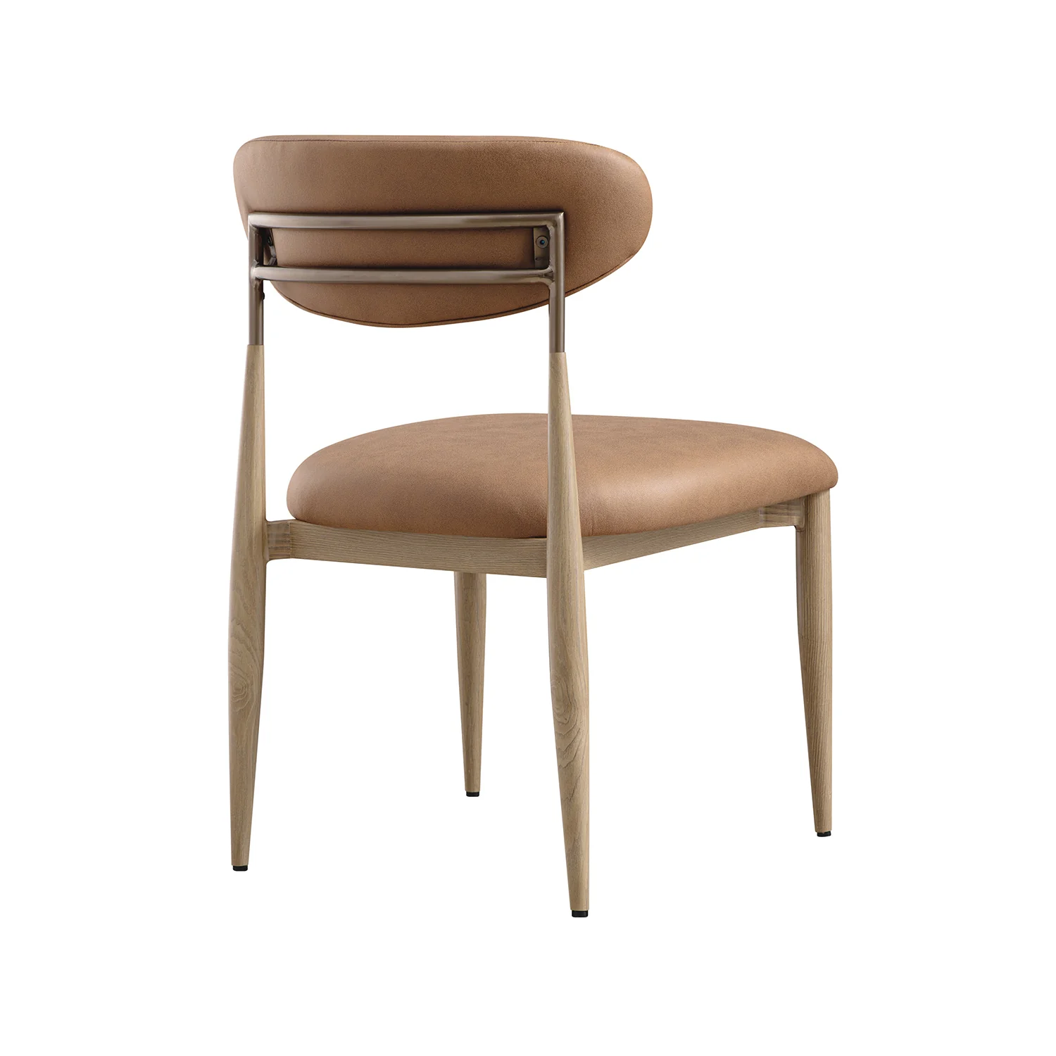 Dagmar Set of 2 Dining Chairs, Chestnut Faux Leather | Natural Frame - Image 12