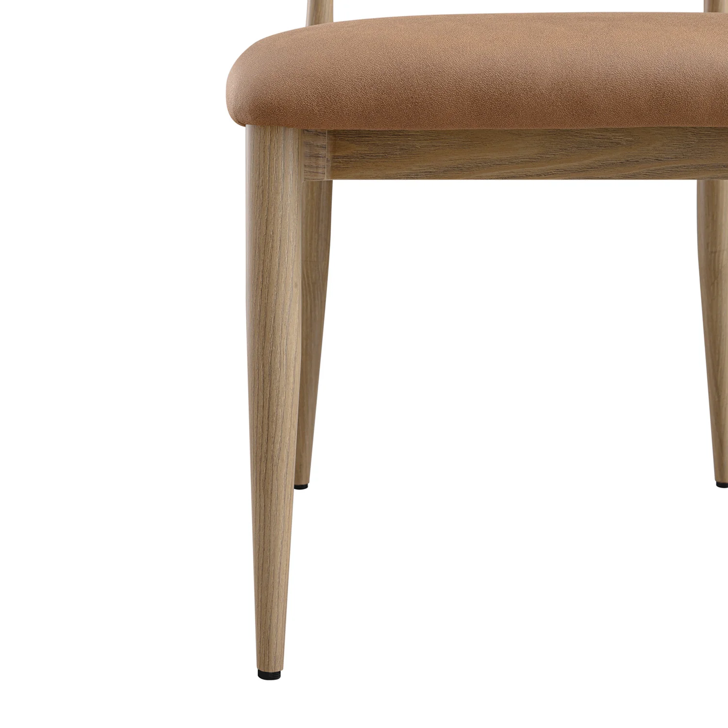 Dagmar Set of 2 Dining Chairs, Chestnut Faux Leather | Natural Frame - Image 16