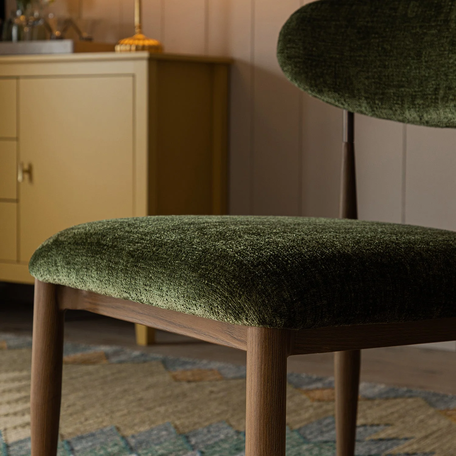 Dagmar Set of 2 Dining Chairs, Moss Chenille | Silver Oak Frame - Image 6