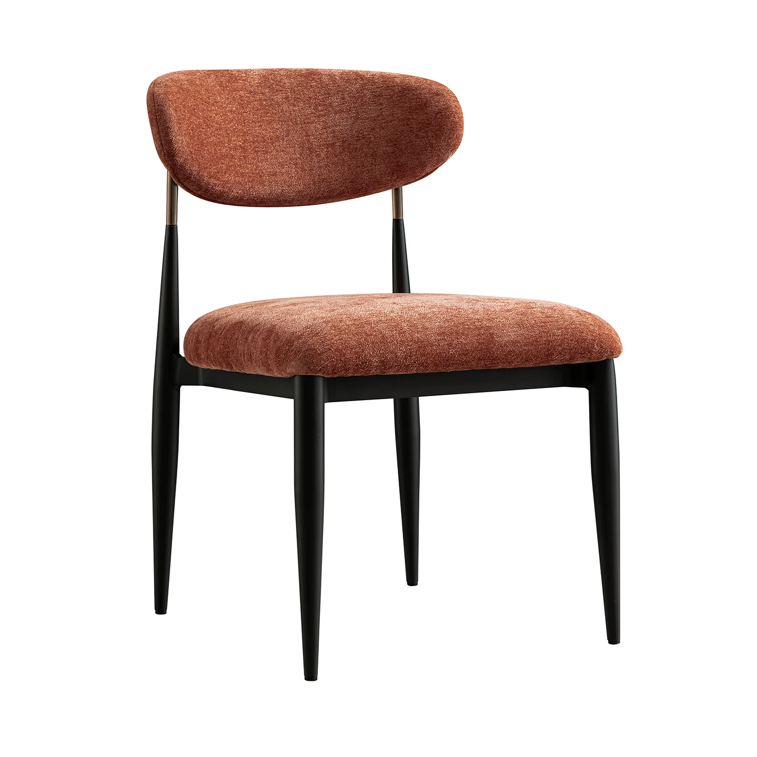 Dagmar Set of 2 Dining Chairs, Rust Chenille | Black Frame - Image 10