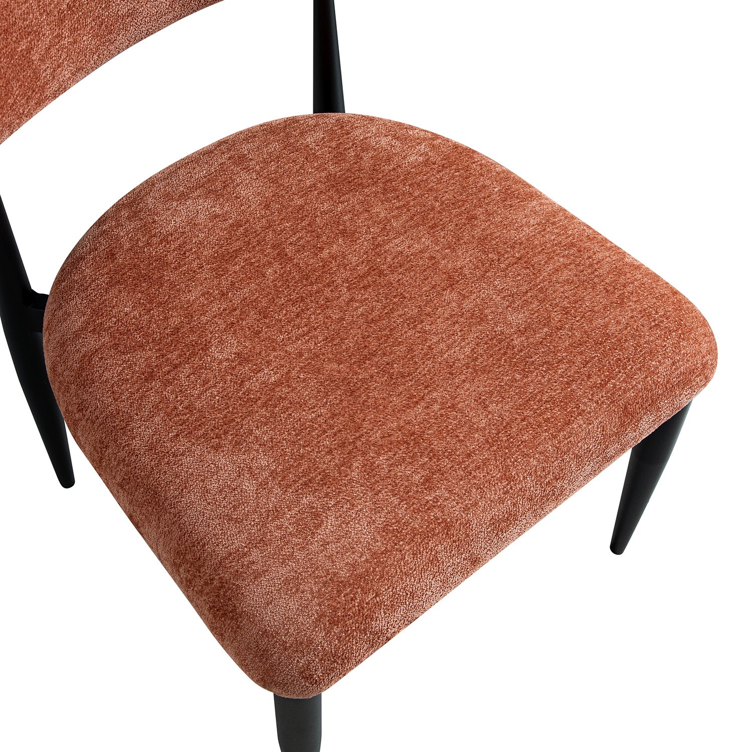 Dagmar Set of 2 Dining Chairs, Rust Chenille | Black Frame - Image 16
