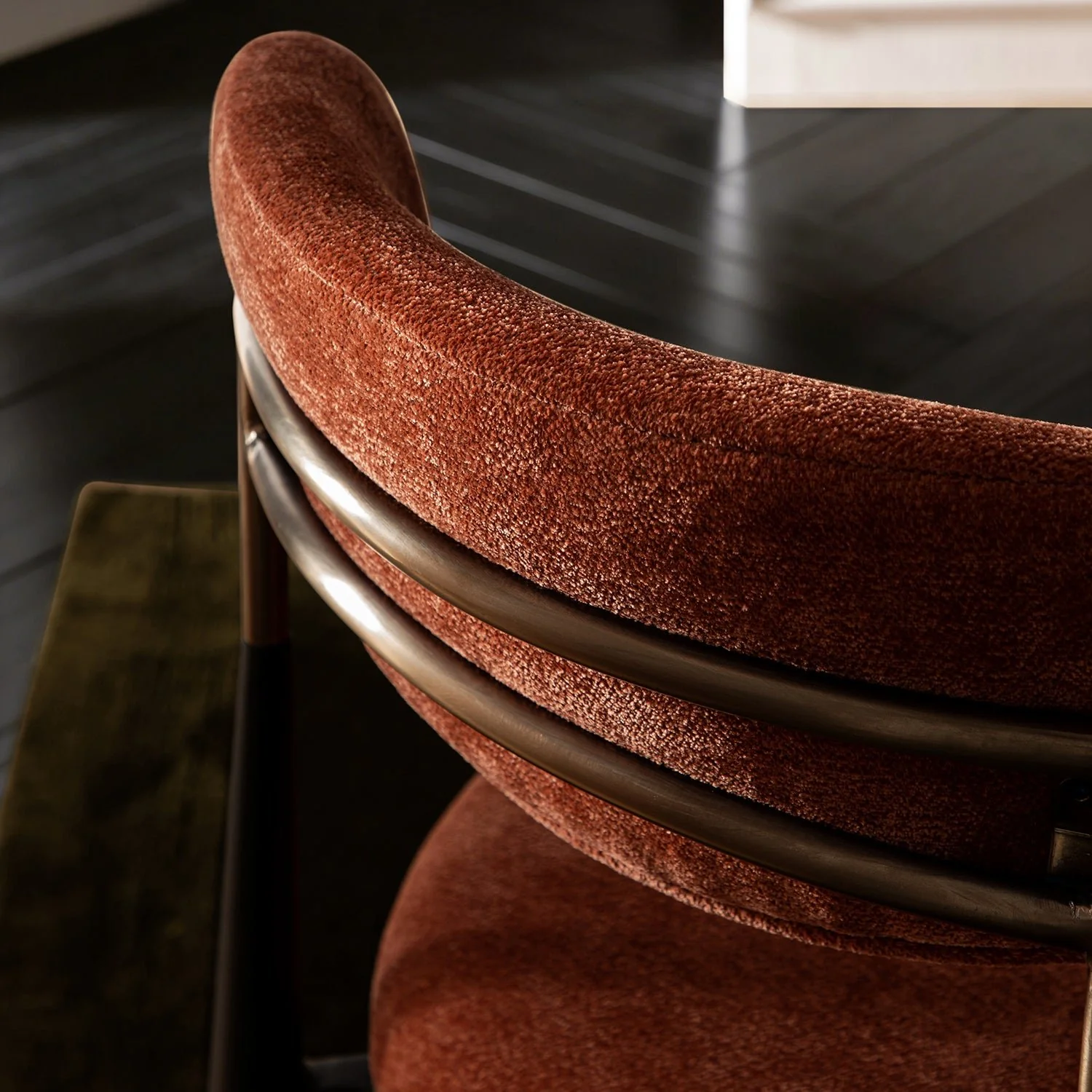 Dagmar Set of 2 Dining Chairs, Rust Chenille | Black Frame - Image 6