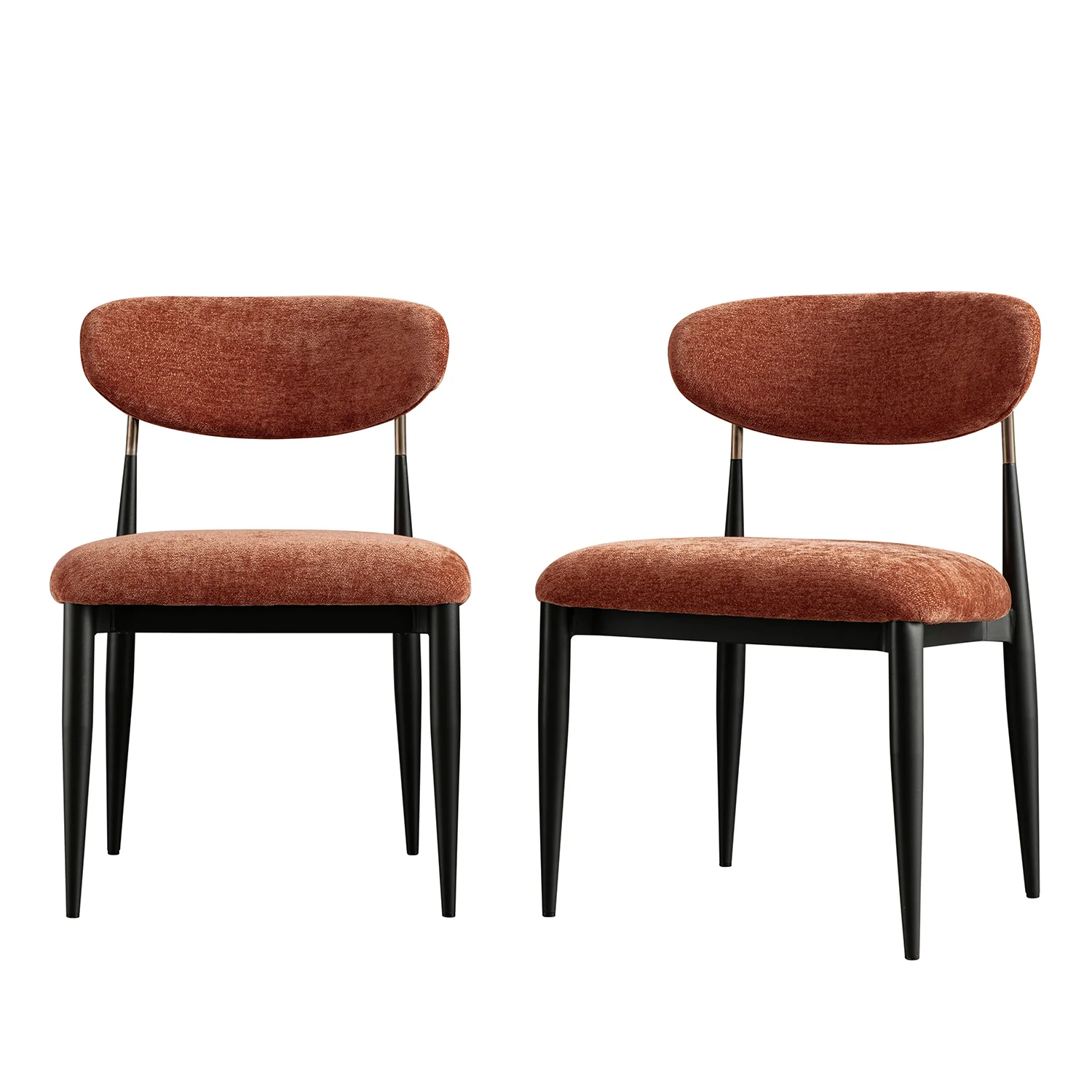 Dagmar Set of 2 Dining Chairs, Rust Chenille | Black Frame - Image 7