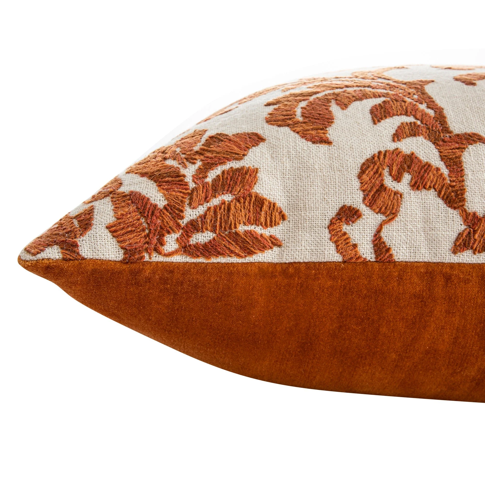 Damask Burnt Orange Wool Embroidered Cushion - Image 5
