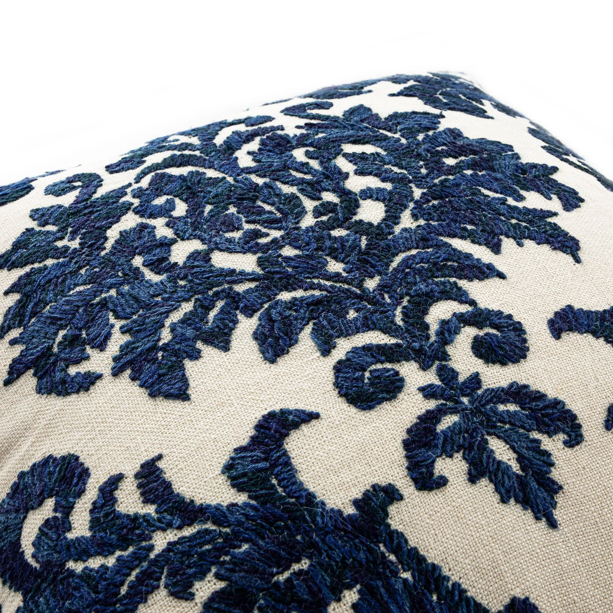 Damask Sapphire Wool Embroidered Cushion - Image 5