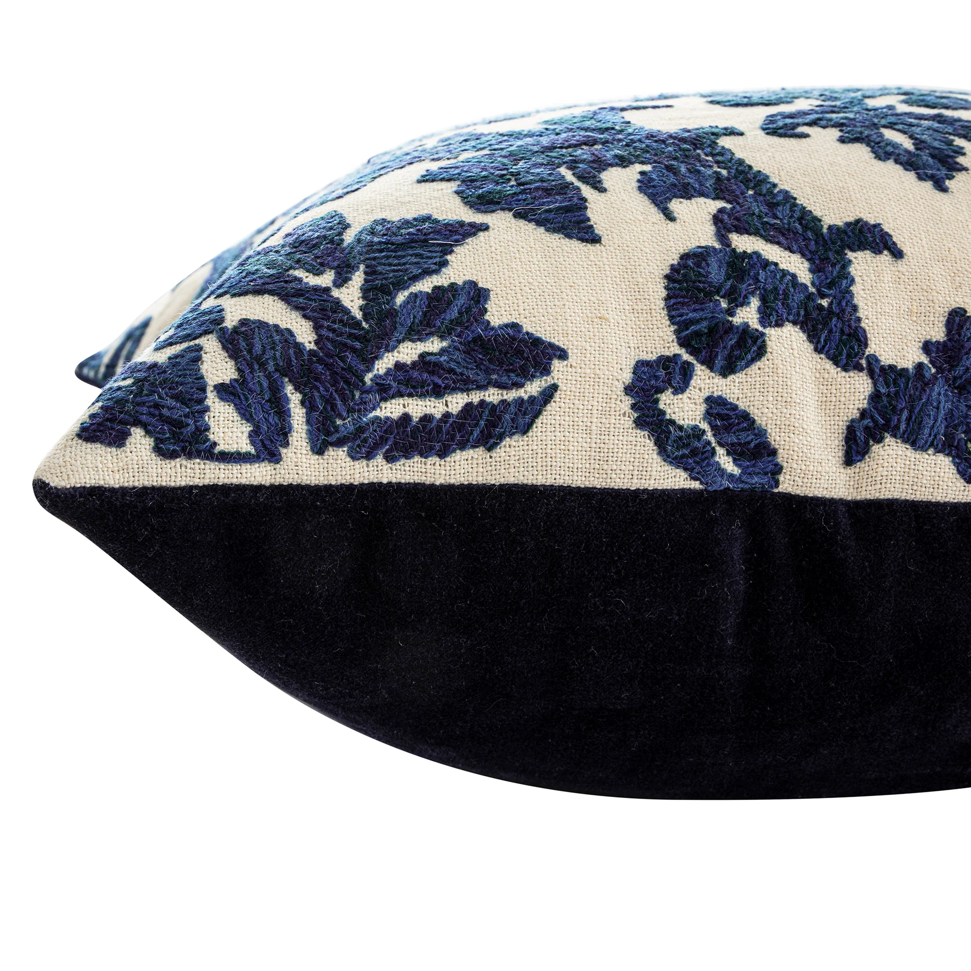 Damask Sapphire Wool Embroidered Cushion - Image 7