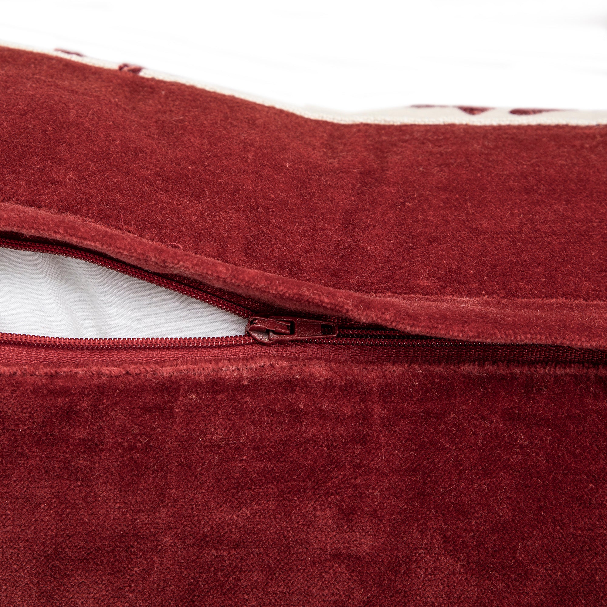 Damask Scarlet Red Wool Embroidered Cushion - Image 8