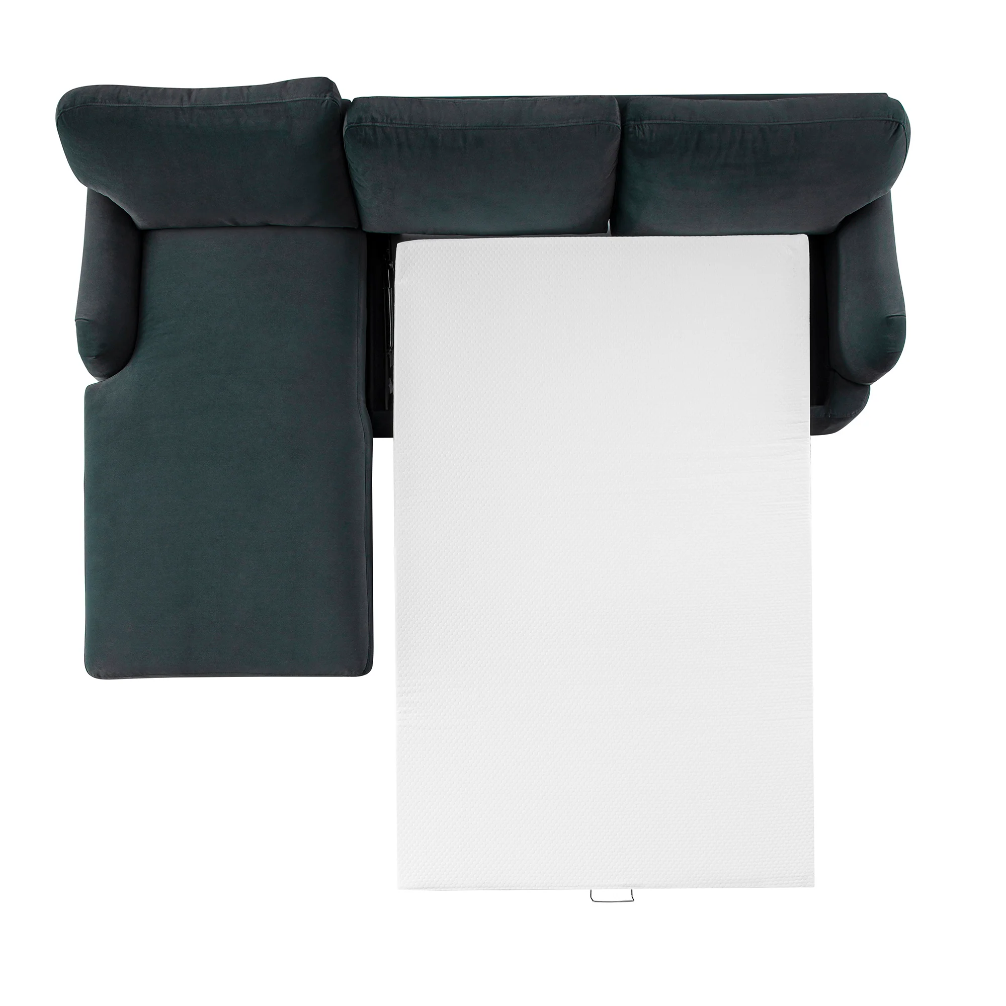 Daphnis Aegean Blue Velvet Sofa Bed, Grande Chaise Left Hand Facing - Image 15