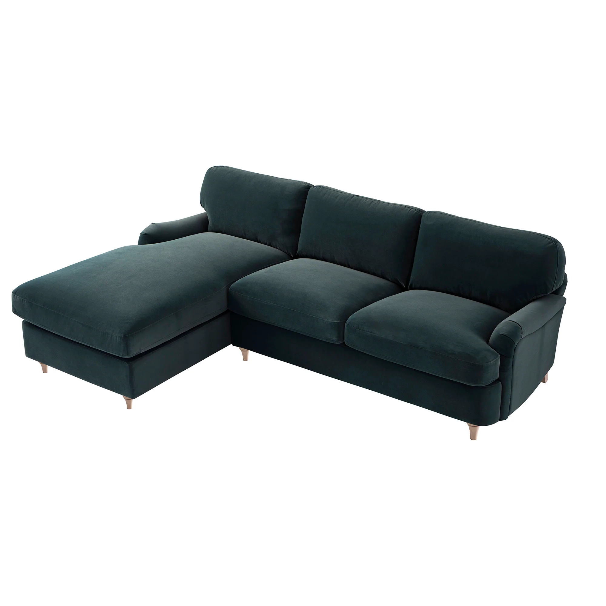 Daphnis Aegean Blue Velvet Sofa Bed, Grande Chaise Left Hand Facing - Image 16