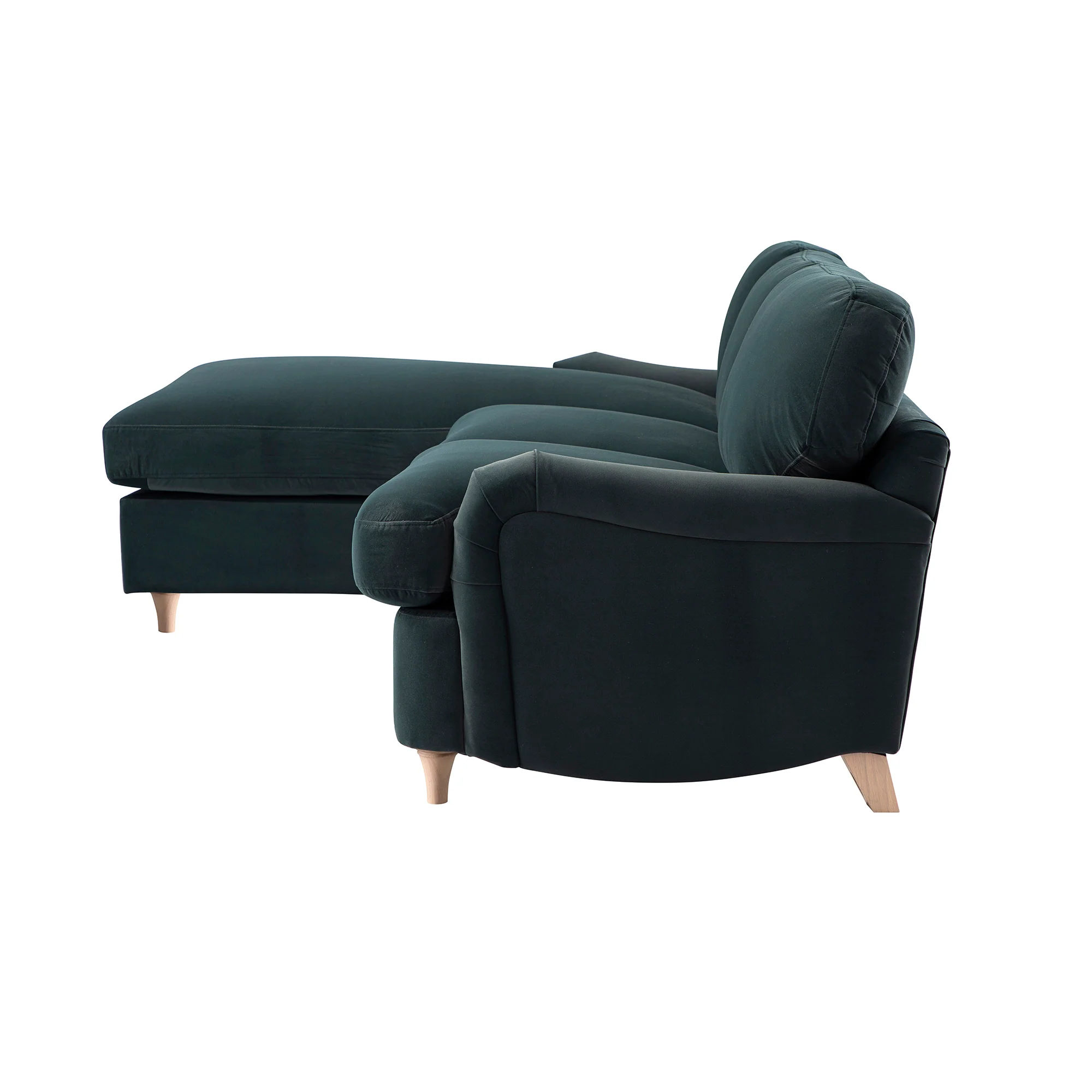 Daphnis Aegean Blue Velvet Sofa Bed, Grande Chaise Left Hand Facing - Image 17
