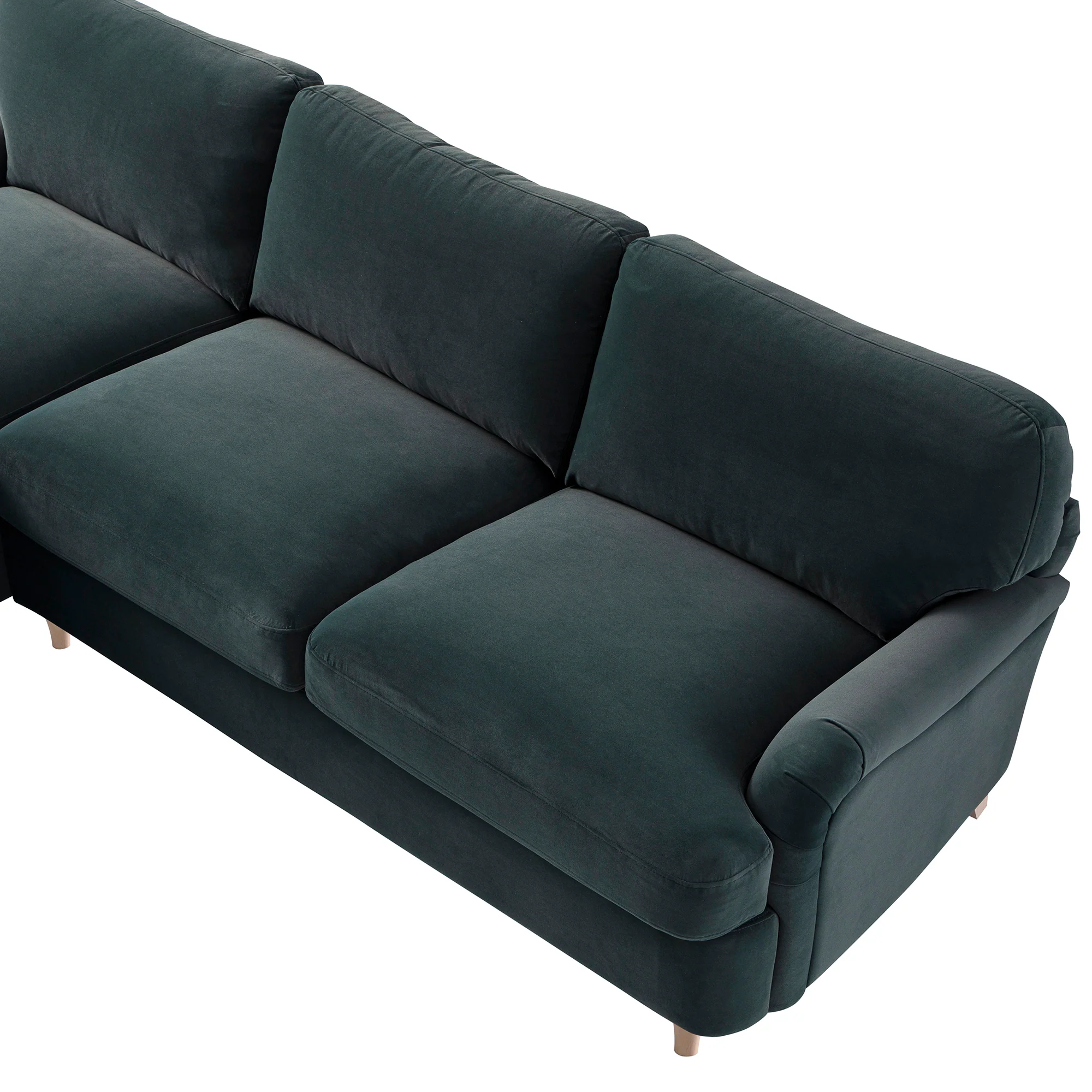 Daphnis Aegean Blue Velvet Sofa Bed, Grande Chaise Left Hand Facing - Image 20