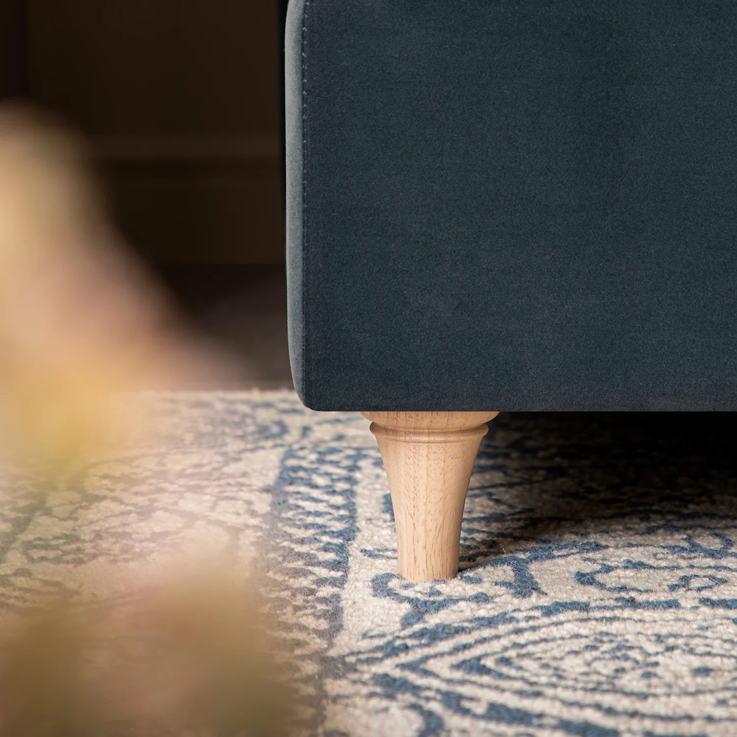 Daphnis Aegean Blue Velvet Sofa Bed, Grande Chaise Left Hand Facing - Image 9