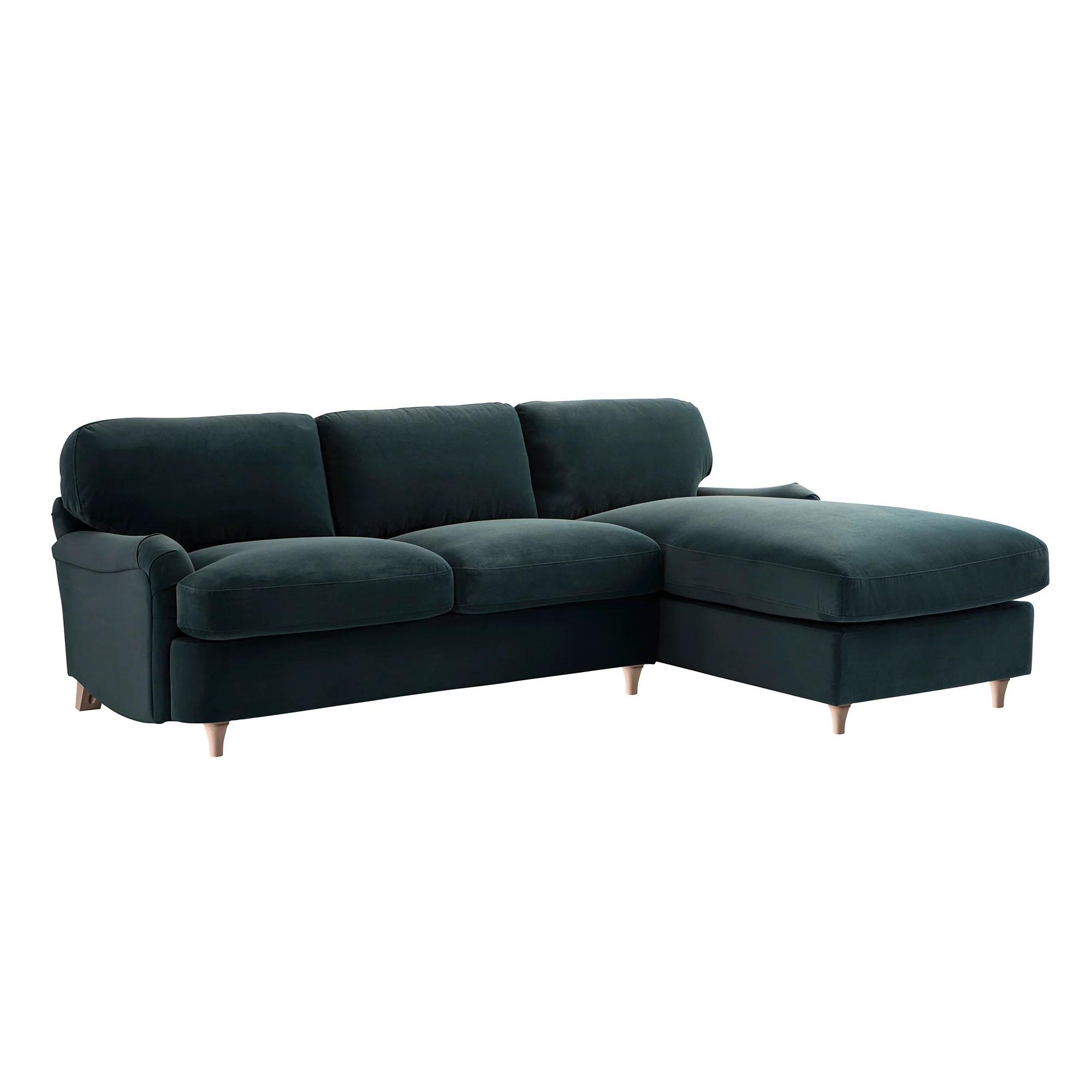 Daphnis Aegean Blue Velvet Sofa Bed, Grande Chaise Right Hand Facing - Image 10
