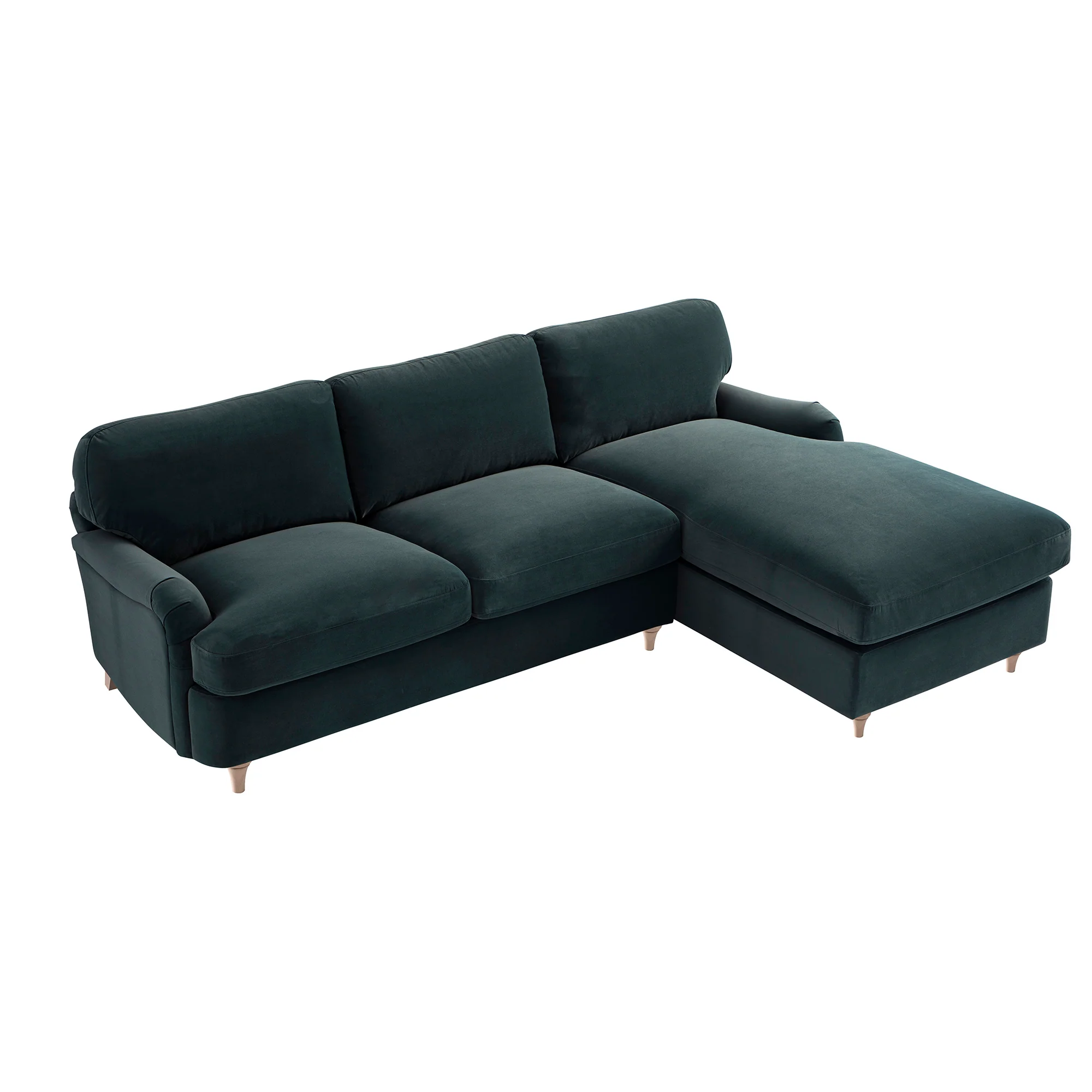Daphnis Aegean Blue Velvet Sofa Bed, Grande Chaise Right Hand Facing - Image 15
