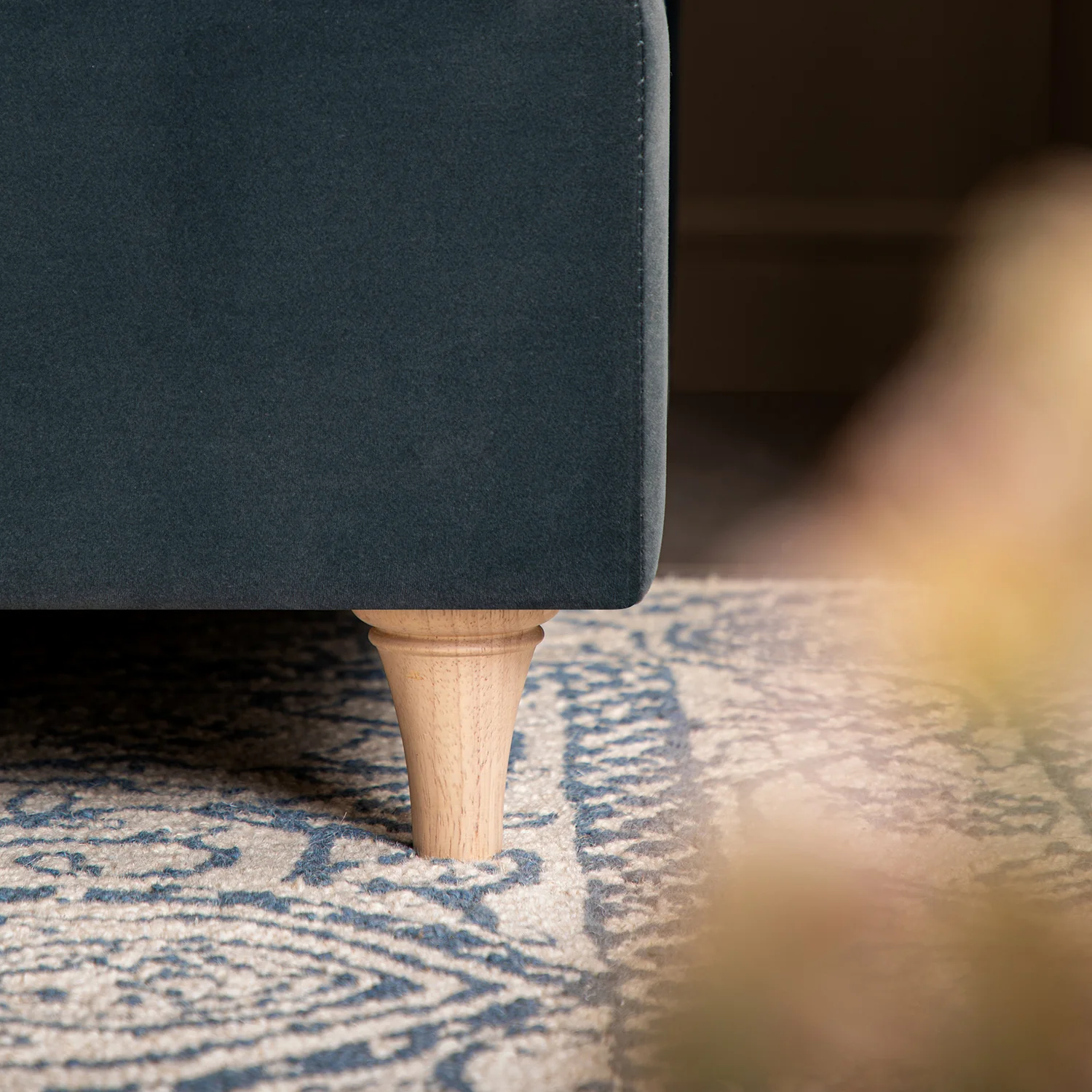 Daphnis Aegean Blue Velvet Sofa Bed, Grande Chaise Right Hand Facing - Image 8