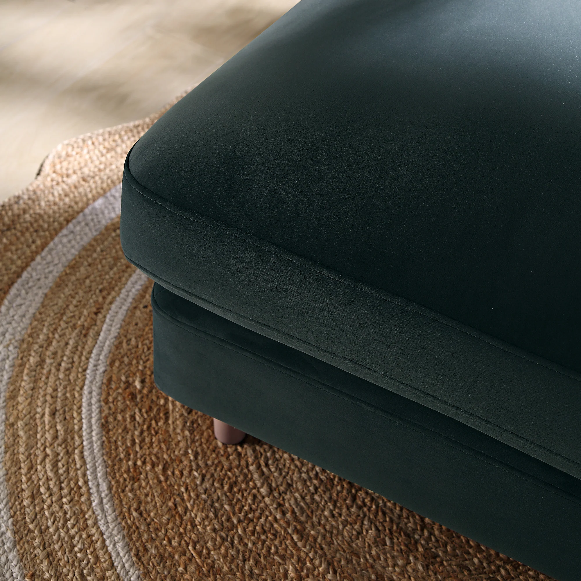 Daphnis Aegean Blue Velvet Sofa, Footstool - Image 4