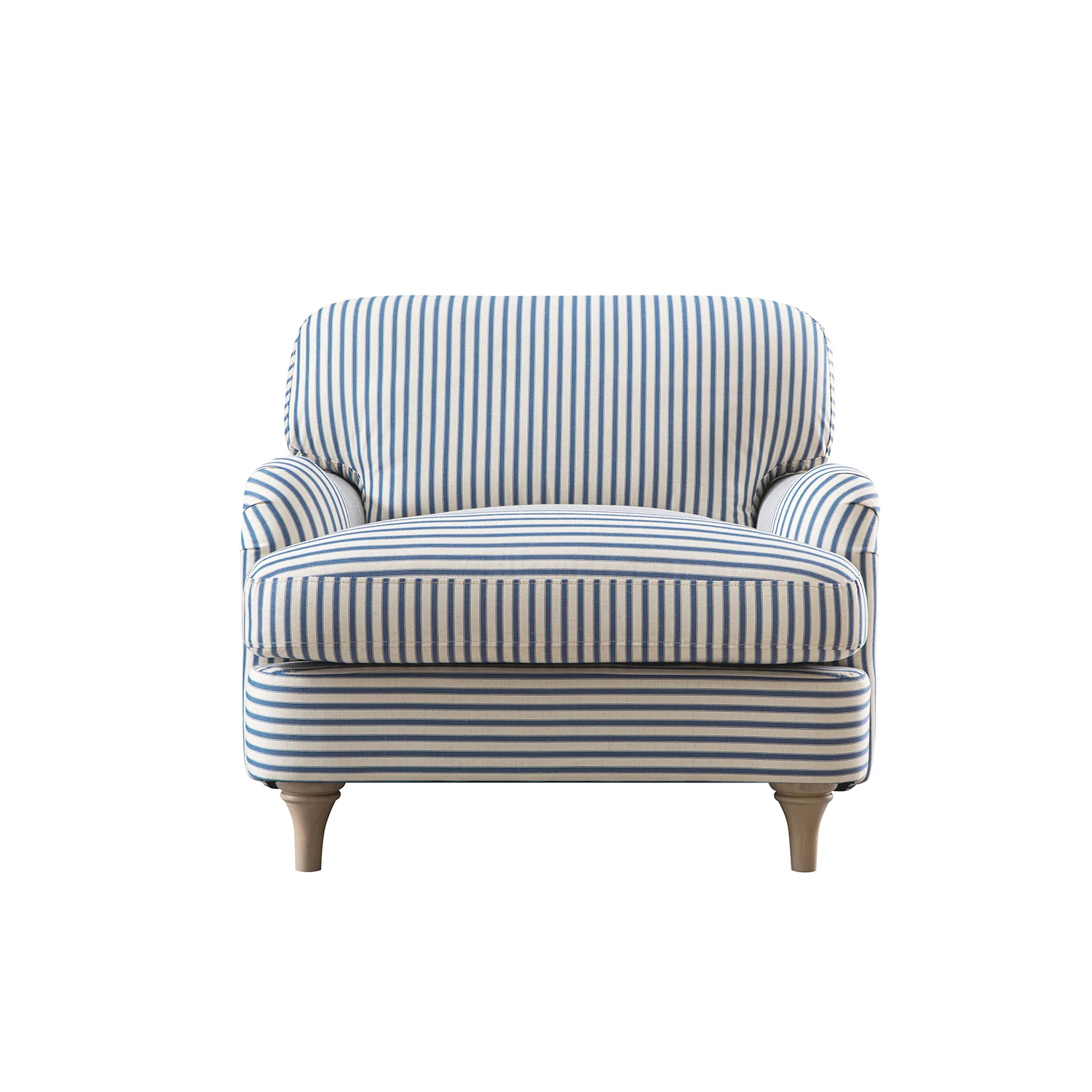 Daphnis Blue Striped Linen Blend Sofa, 1-Seater - Image 7