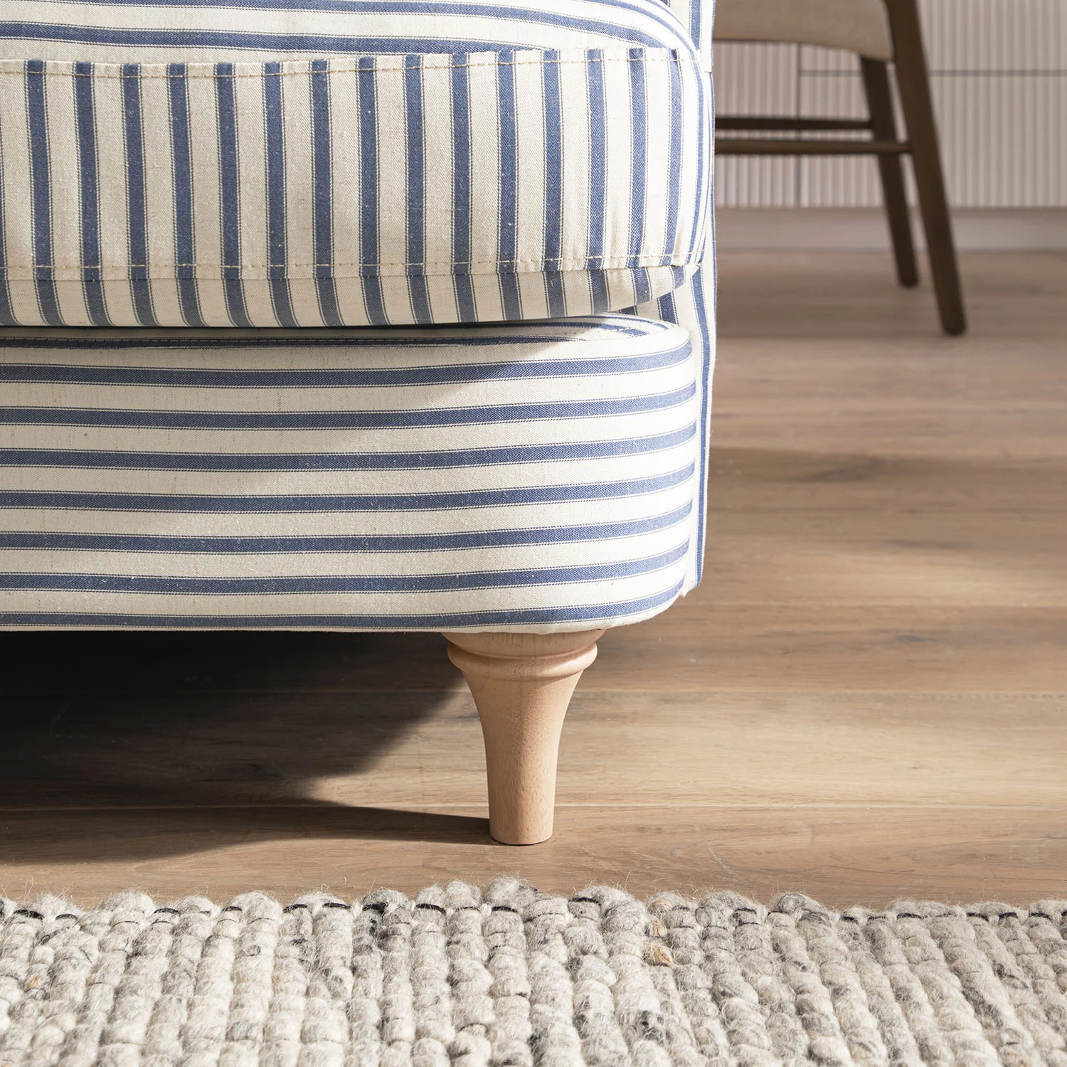 Daphnis Blue Striped Linen Blend Sofa, 3-Seater - Image 6