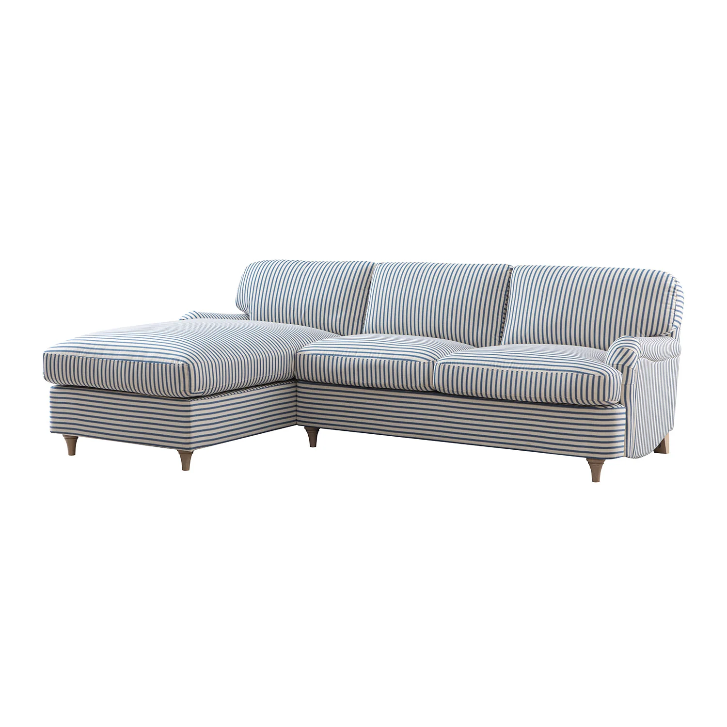 Daphnis Blue Striped Linen Blend Sofa Bed, Grande Chaise Left Hand Facing - Image 9