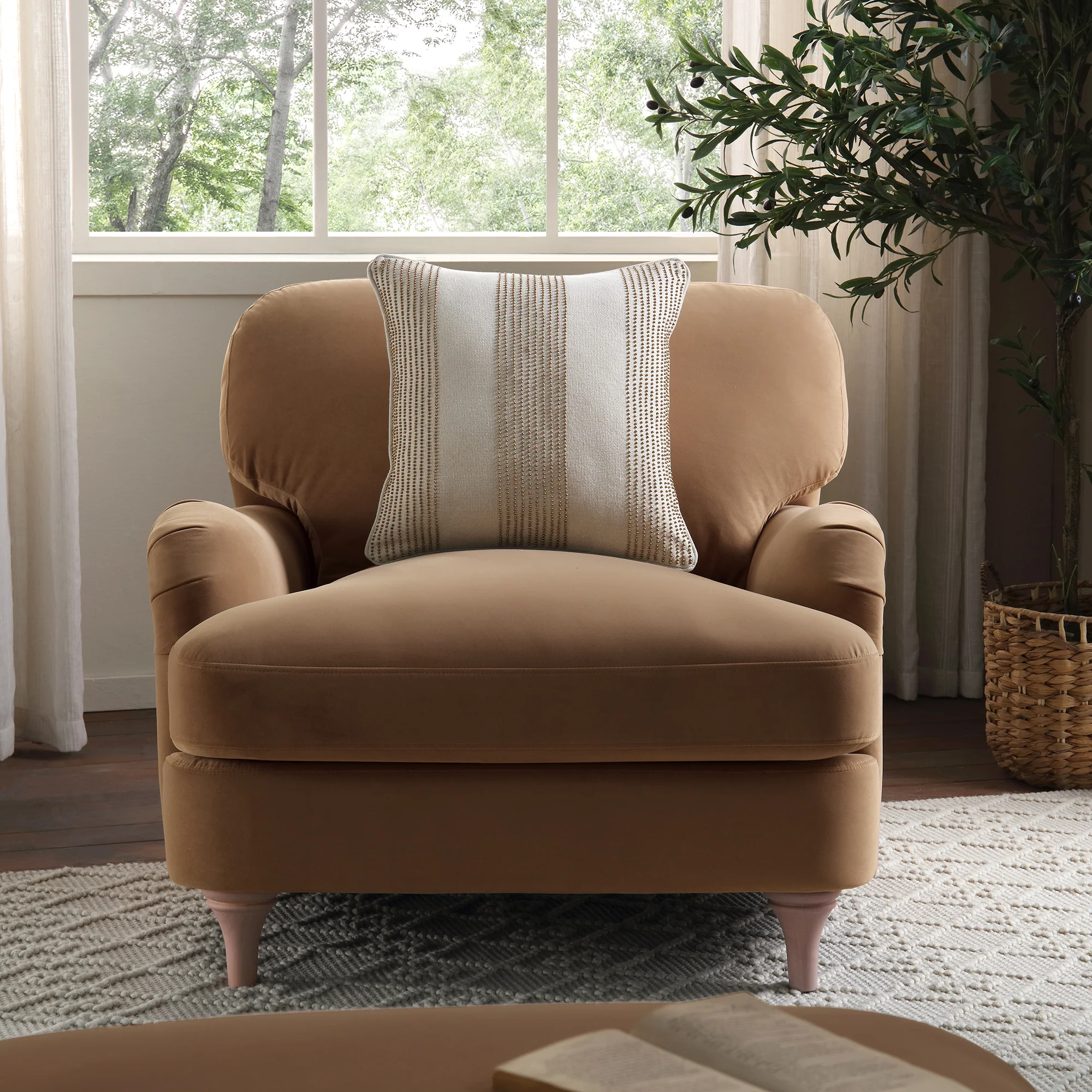 Daphnis Camel Velvet Sofa, 1-Seater - Image 2