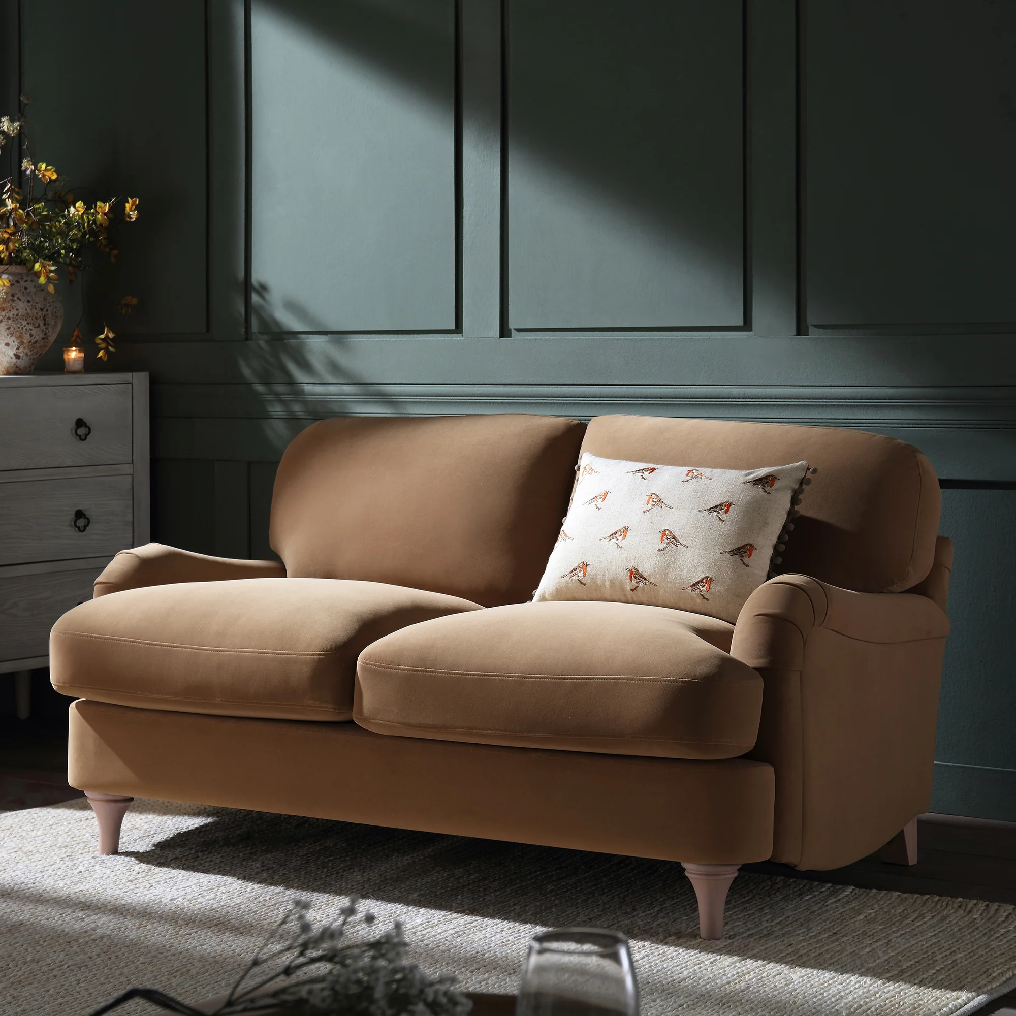 Daphnis Camel Velvet Sofa, 2-Seater - Image 2
