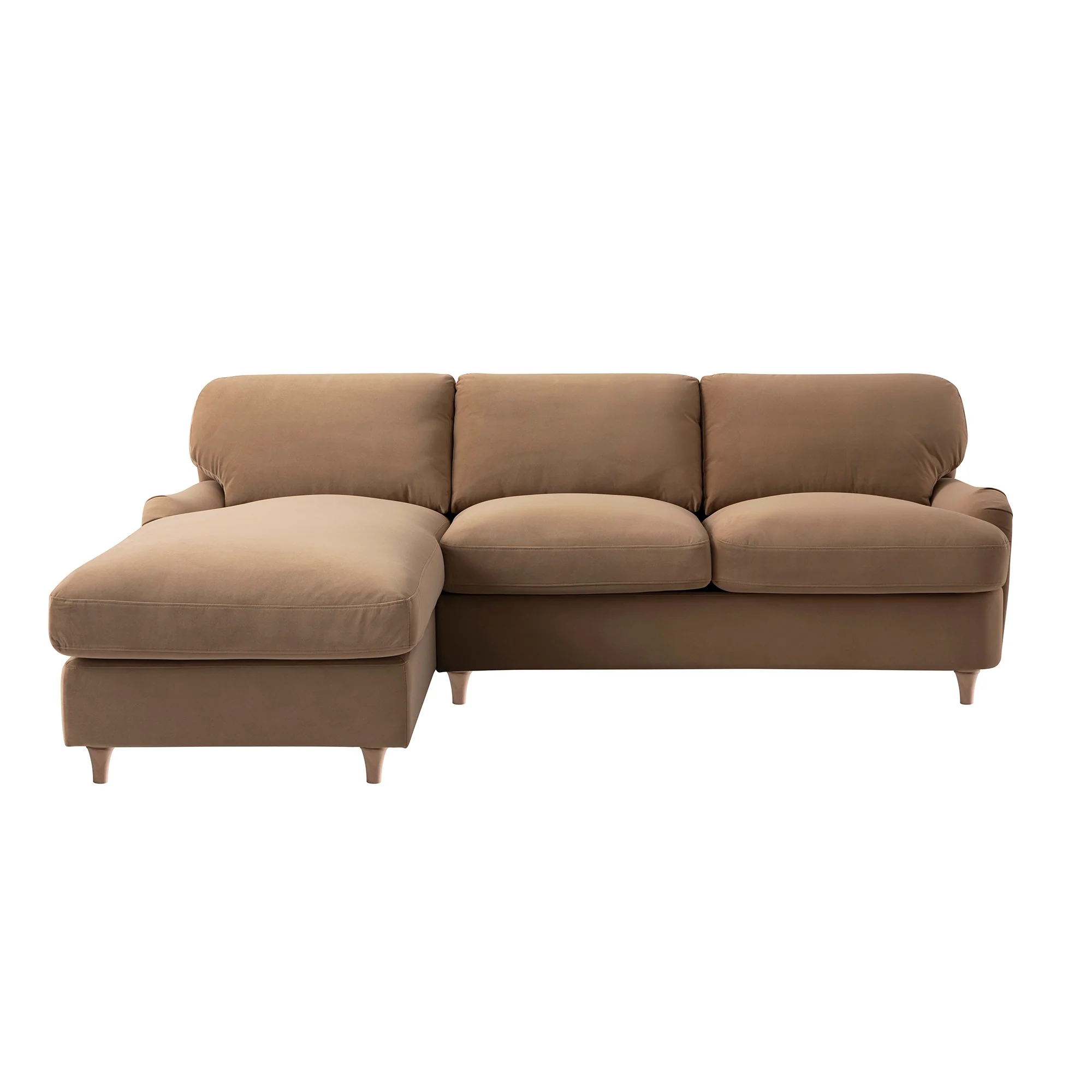 Daphnis Camel Velvet Sofa Bed, Grande Chaise Left Hand Facing - Image 12