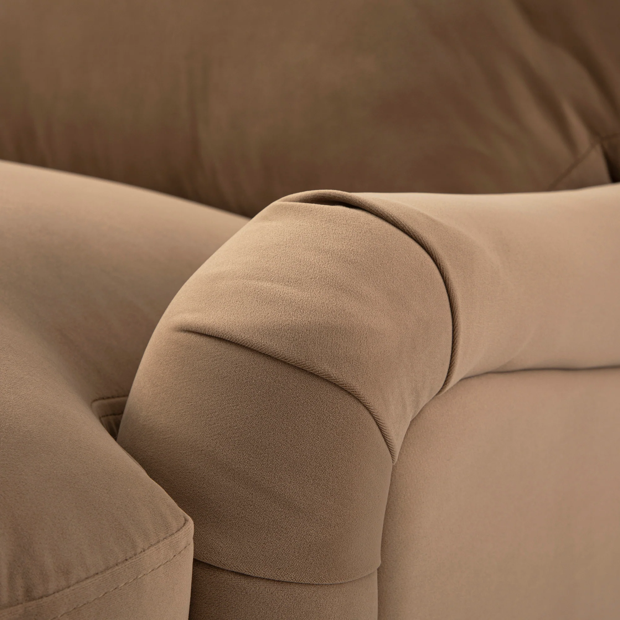Daphnis Camel Velvet Sofa Bed, Grande Chaise Left Hand Facing - Image 17