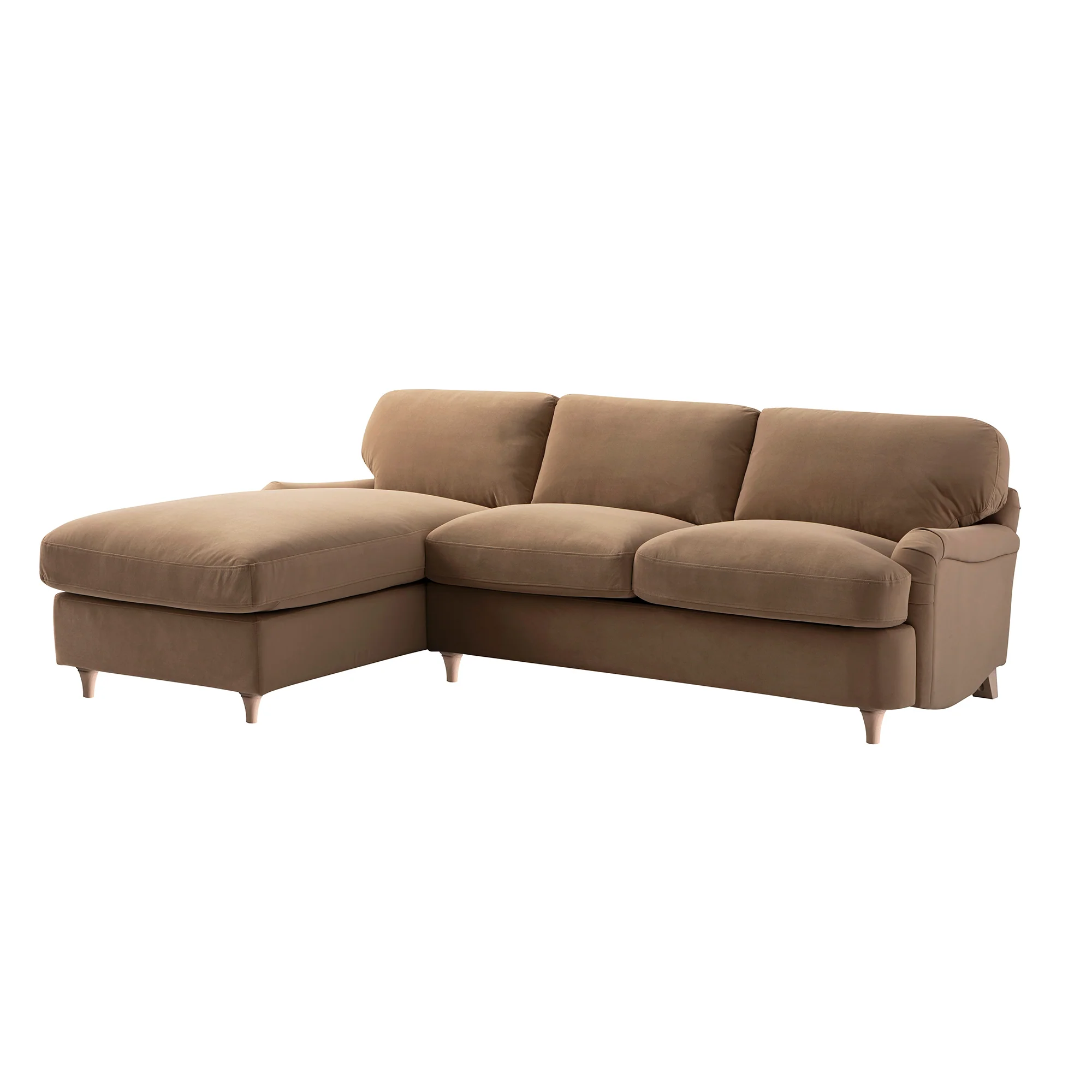 Daphnis Camel Velvet Sofa Bed, Grande Chaise Left Hand Facing - Image 9