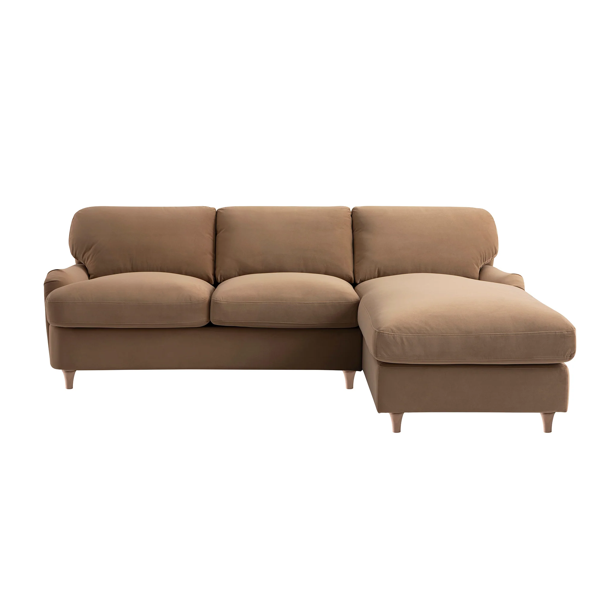 Daphnis Camel Velvet Sofa Bed, Grande Chaise Right Hand Facing - Image 12