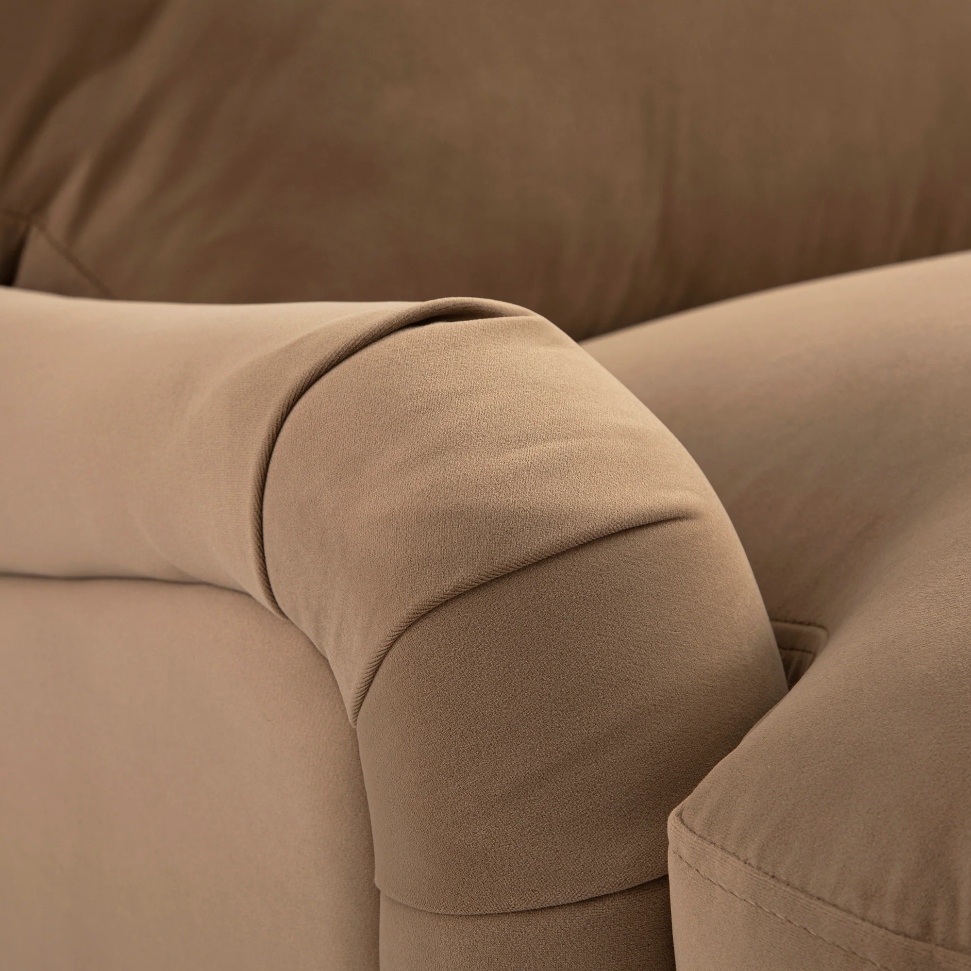 Daphnis Camel Velvet Sofa Bed, Grande Chaise Right Hand Facing - Image 17