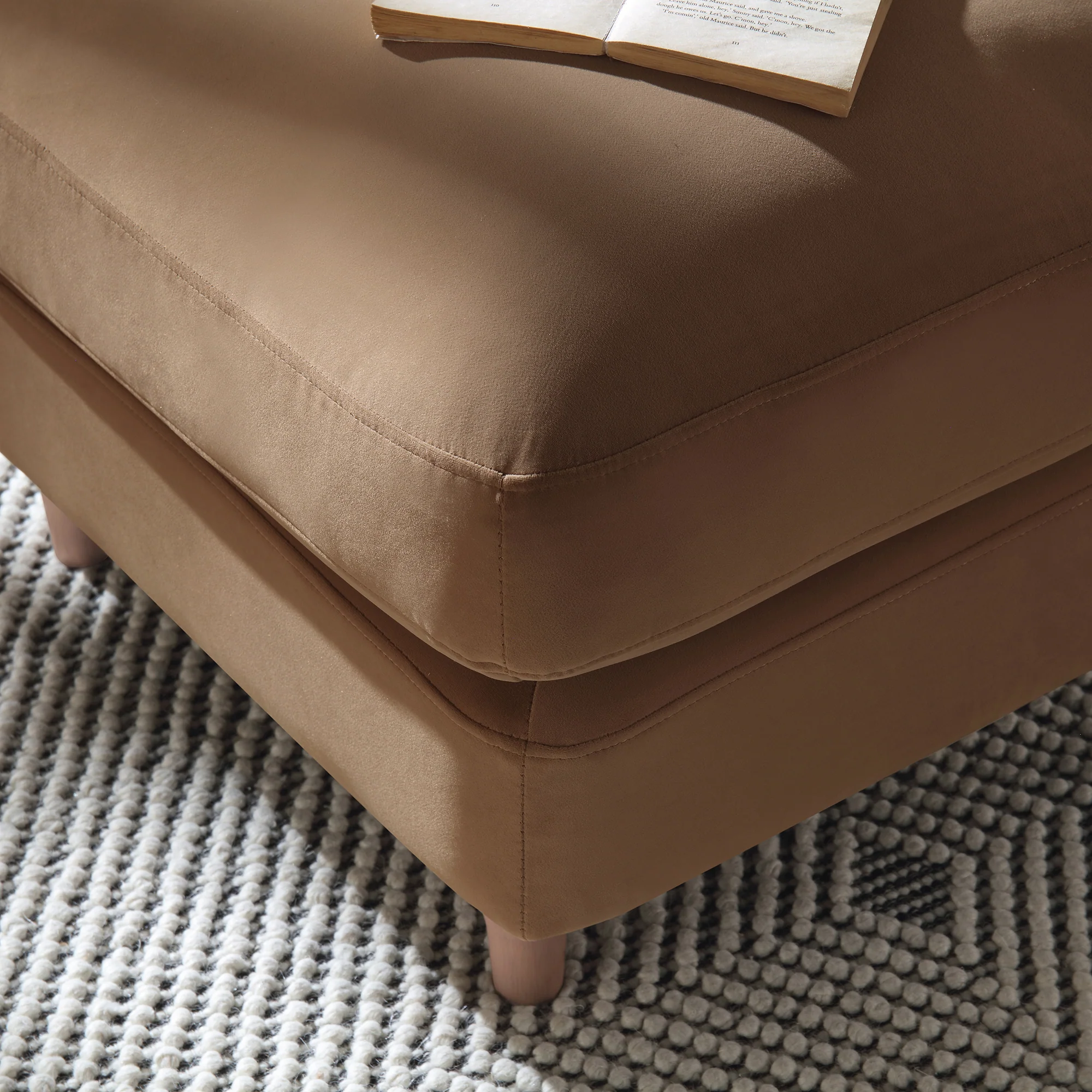Daphnis Camel Velvet Sofa, Footstool - Image 4