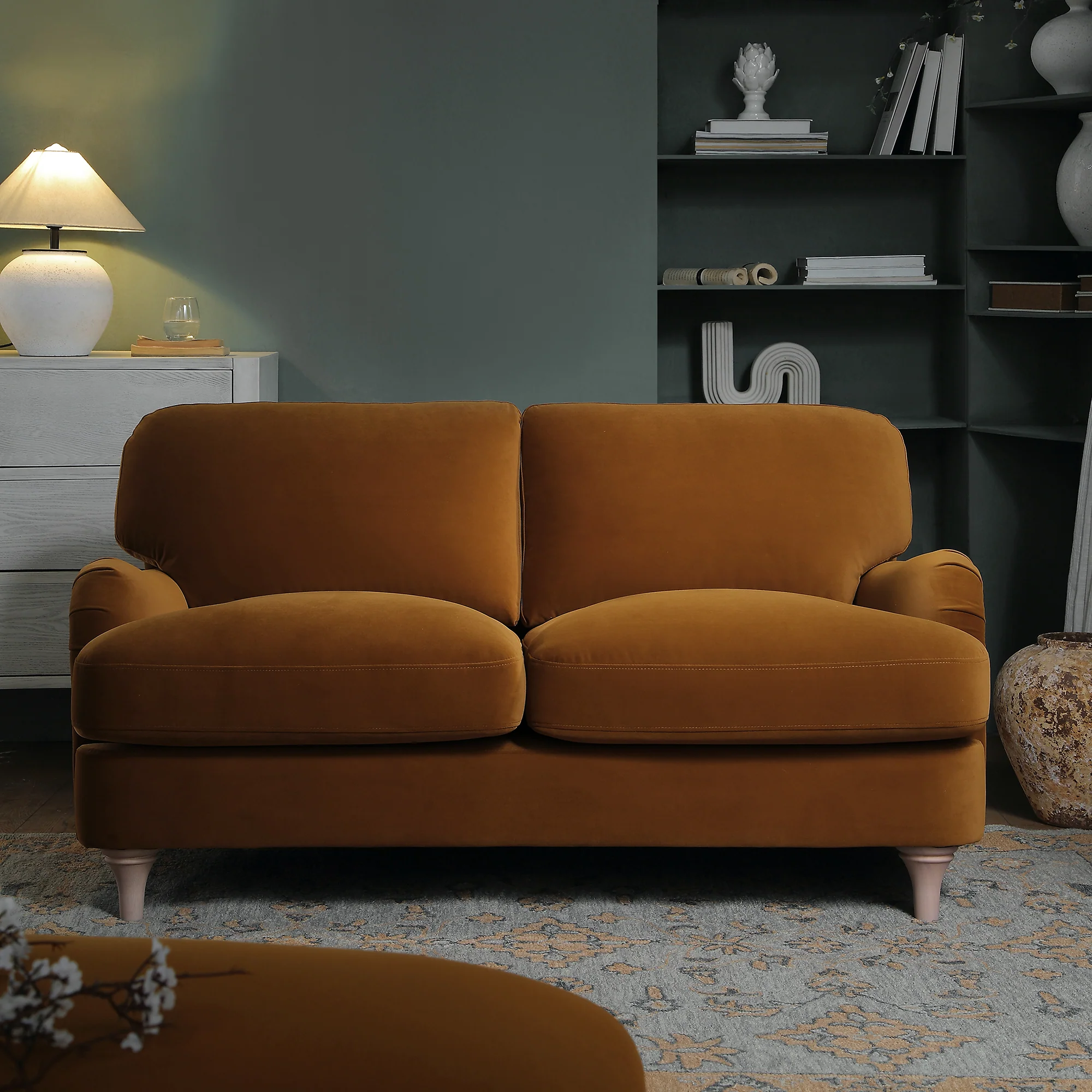 Daphnis Cinnamon Velvet Sofa, 2-Seater - Image 2