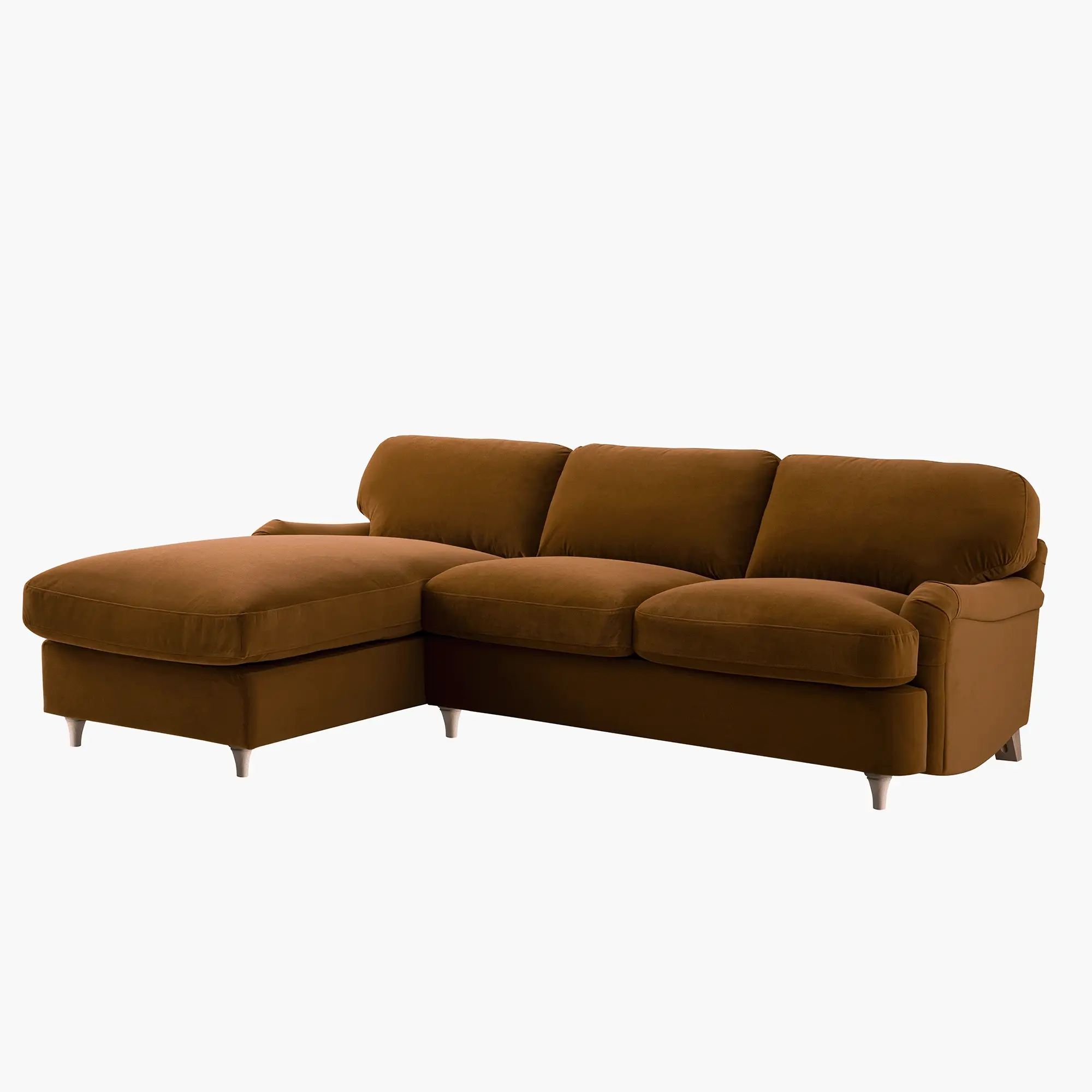 Daphnis Cinnamon Velvet Sofa Bed, Grande Chaise Left Hand Facing - Image 8