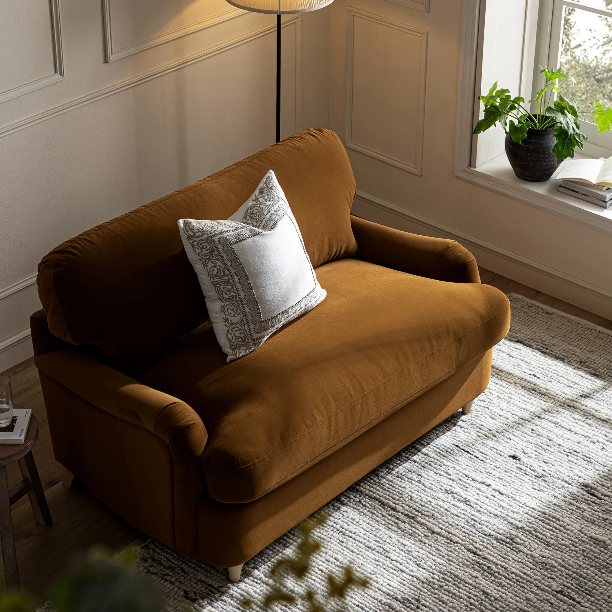 Daphnis Cinnamon Velvet Sofa Bed, Loveseat - Image 6