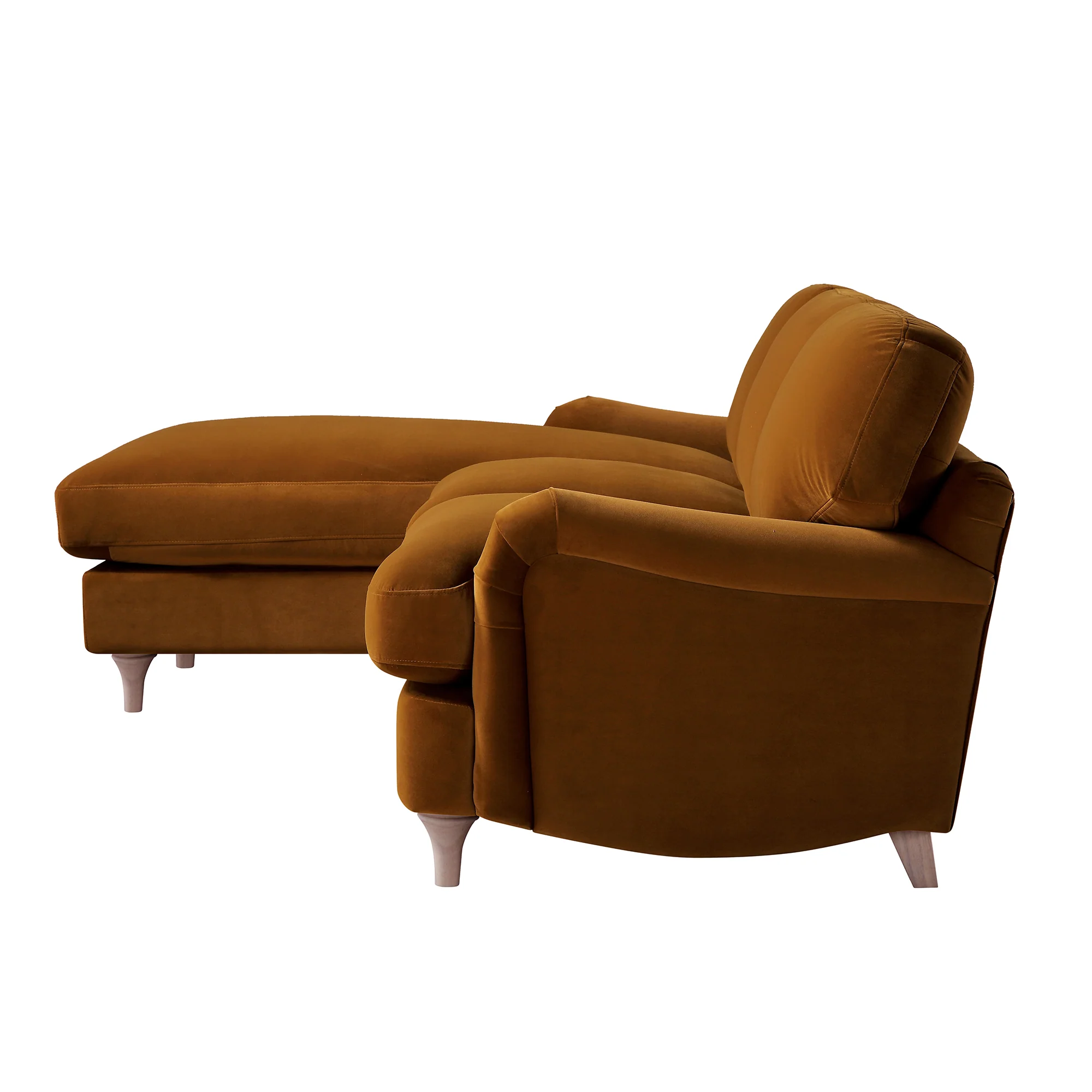 Daphnis Cinnamon Velvet Sofa, Grande Chaise Sofa Left Hand Facing - Image 9