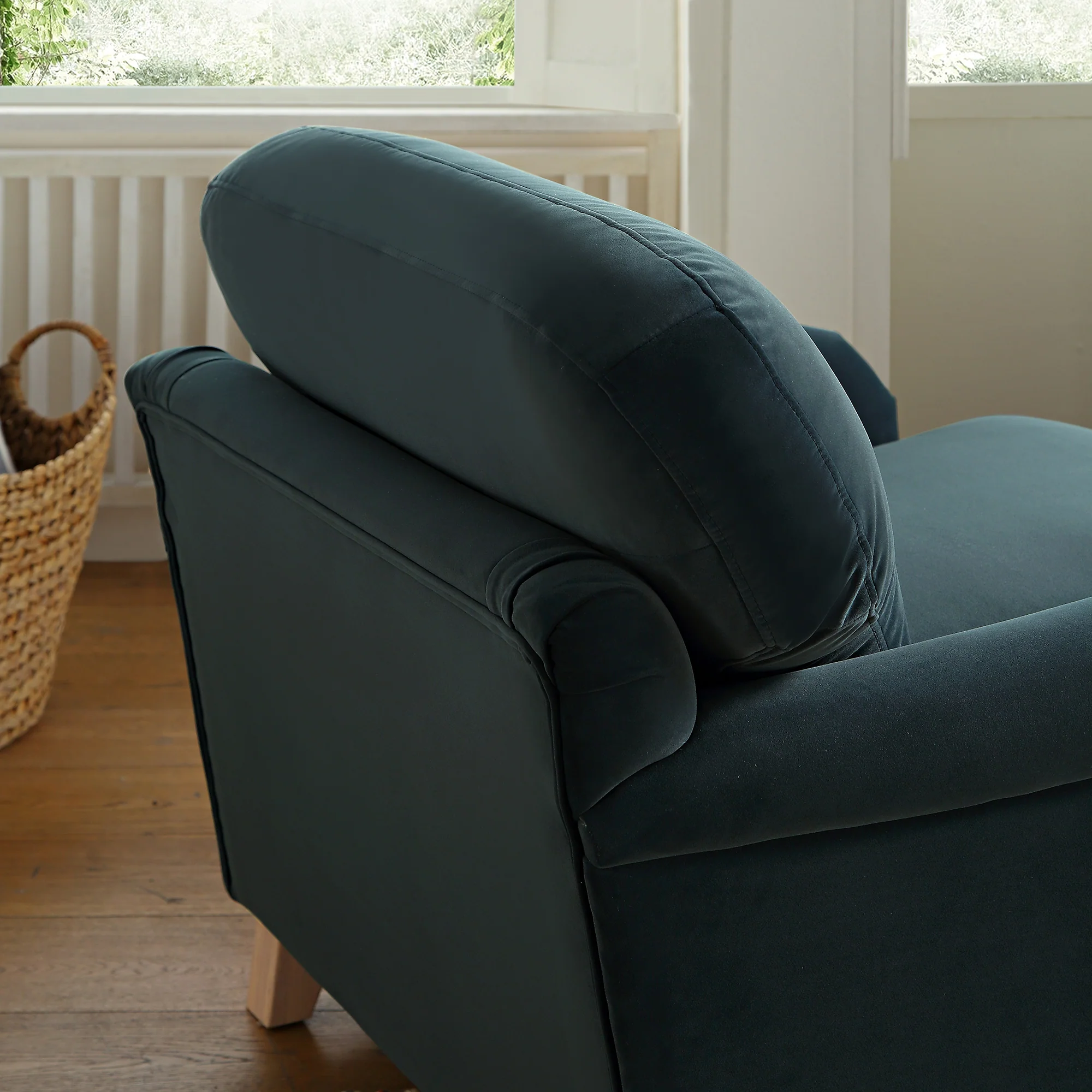 Daphnis Aegean Blue Velvet Sofa, 1-Seater - Image 3