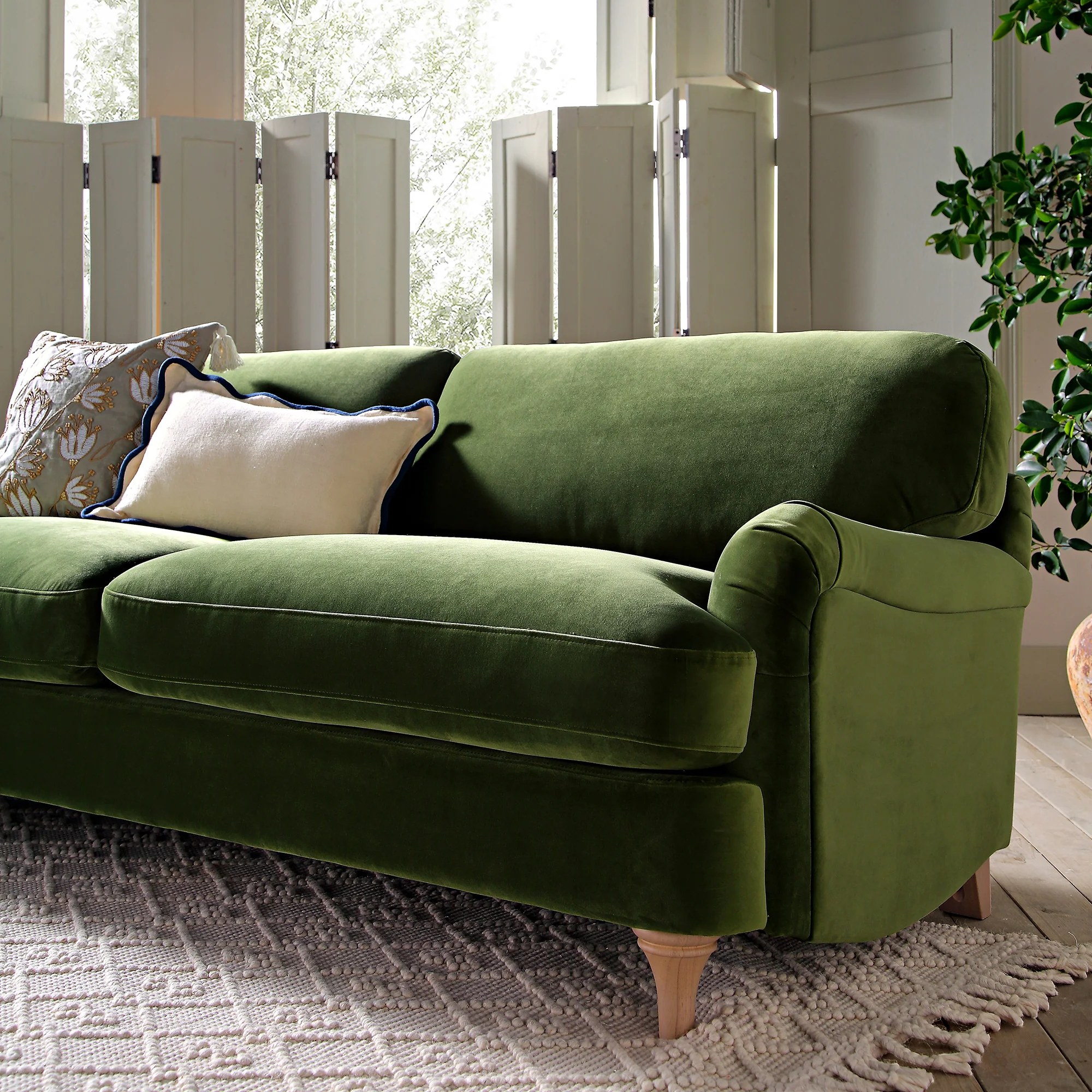 Daphnis Fern Green Velvet Sofa, 3-Seater - Image 4