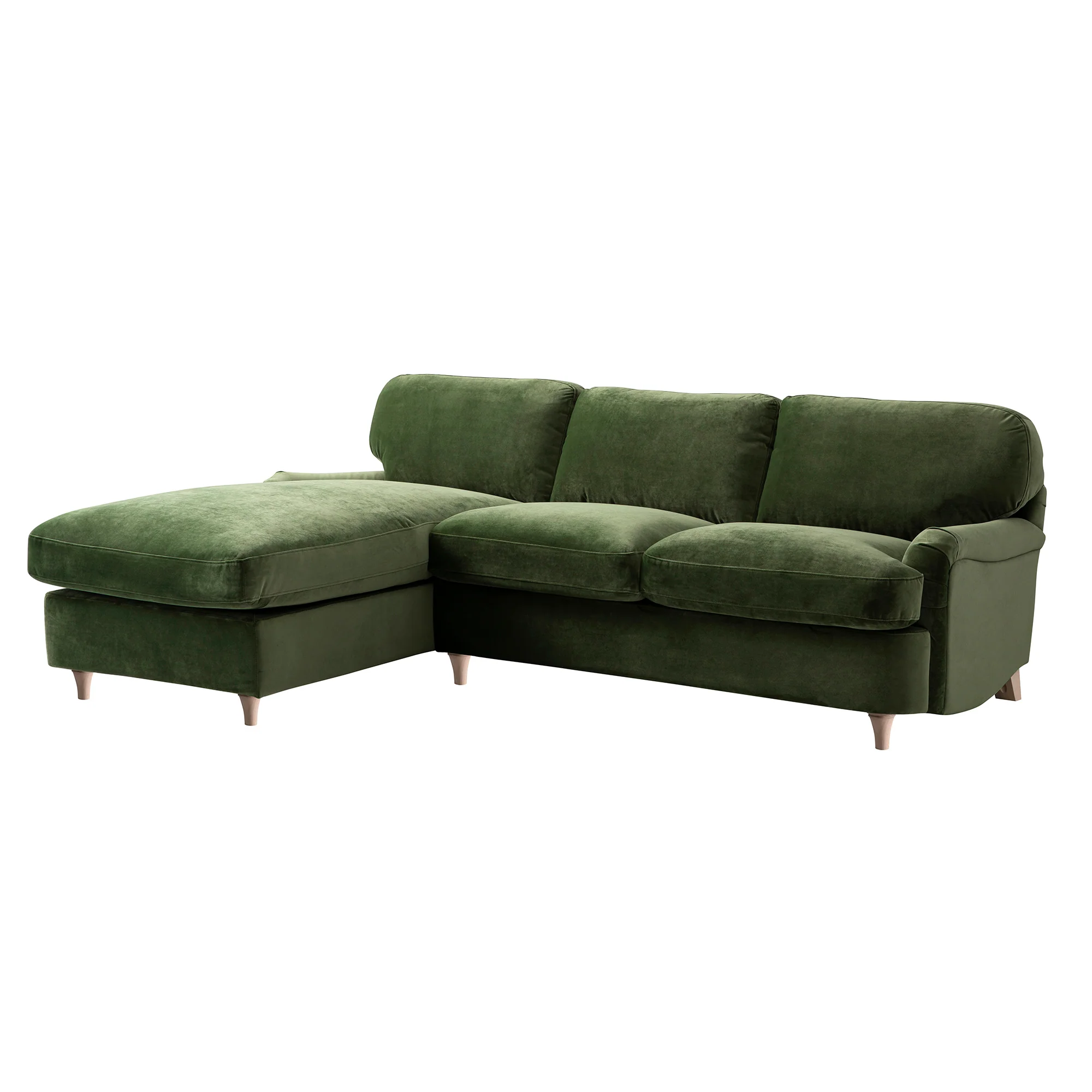 Daphnis Fern Green Velvet Sofa Bed, Grande Chaise Left Hand Facing - Image 5