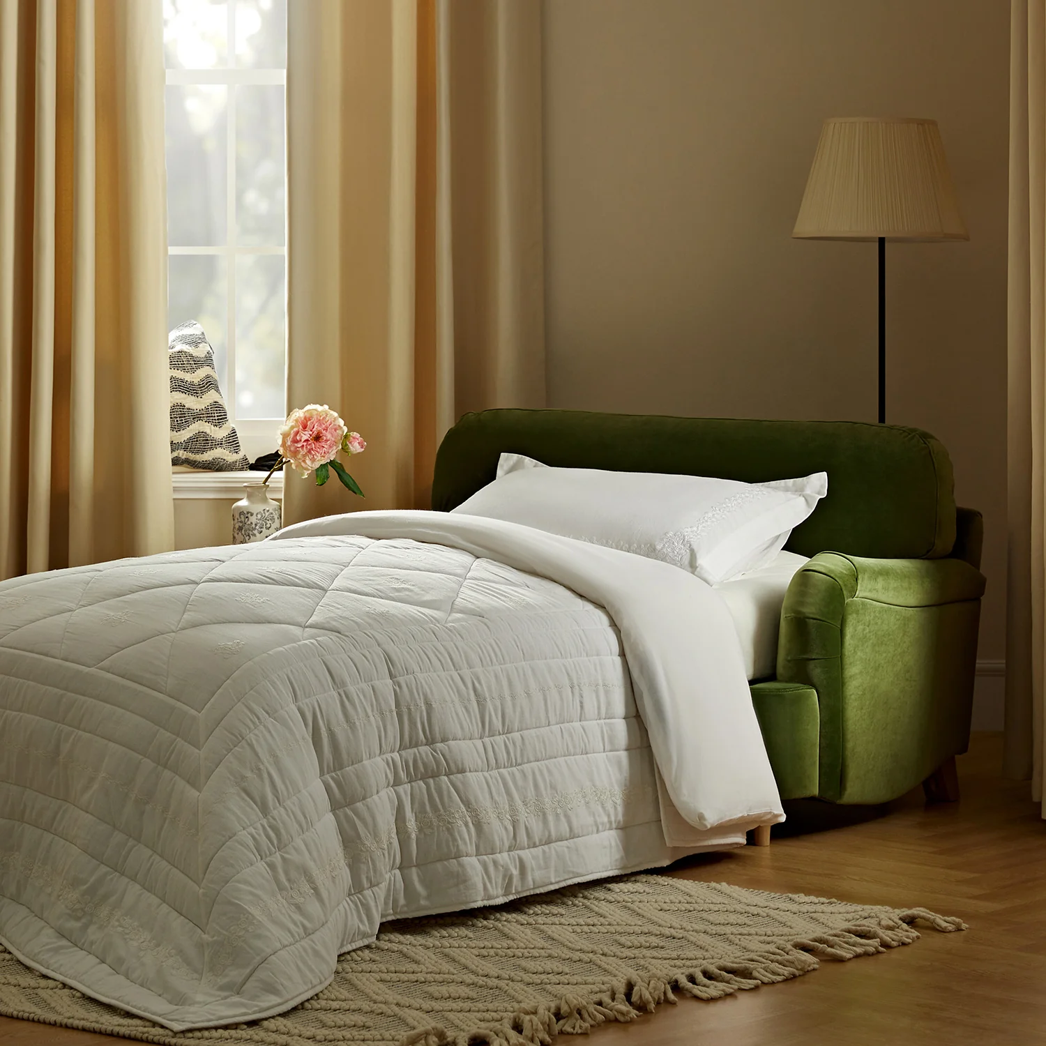 Daphnis Fern Green Velvet Sofa Bed, Loveseat - Image 3