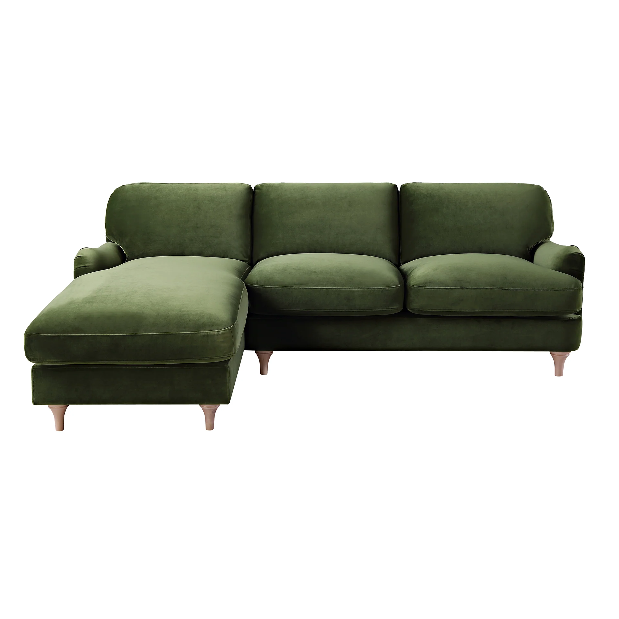 Daphnis Fern Green Velvet Sofa, Grande Chaise Sofa Left Hand Facing - Image 5