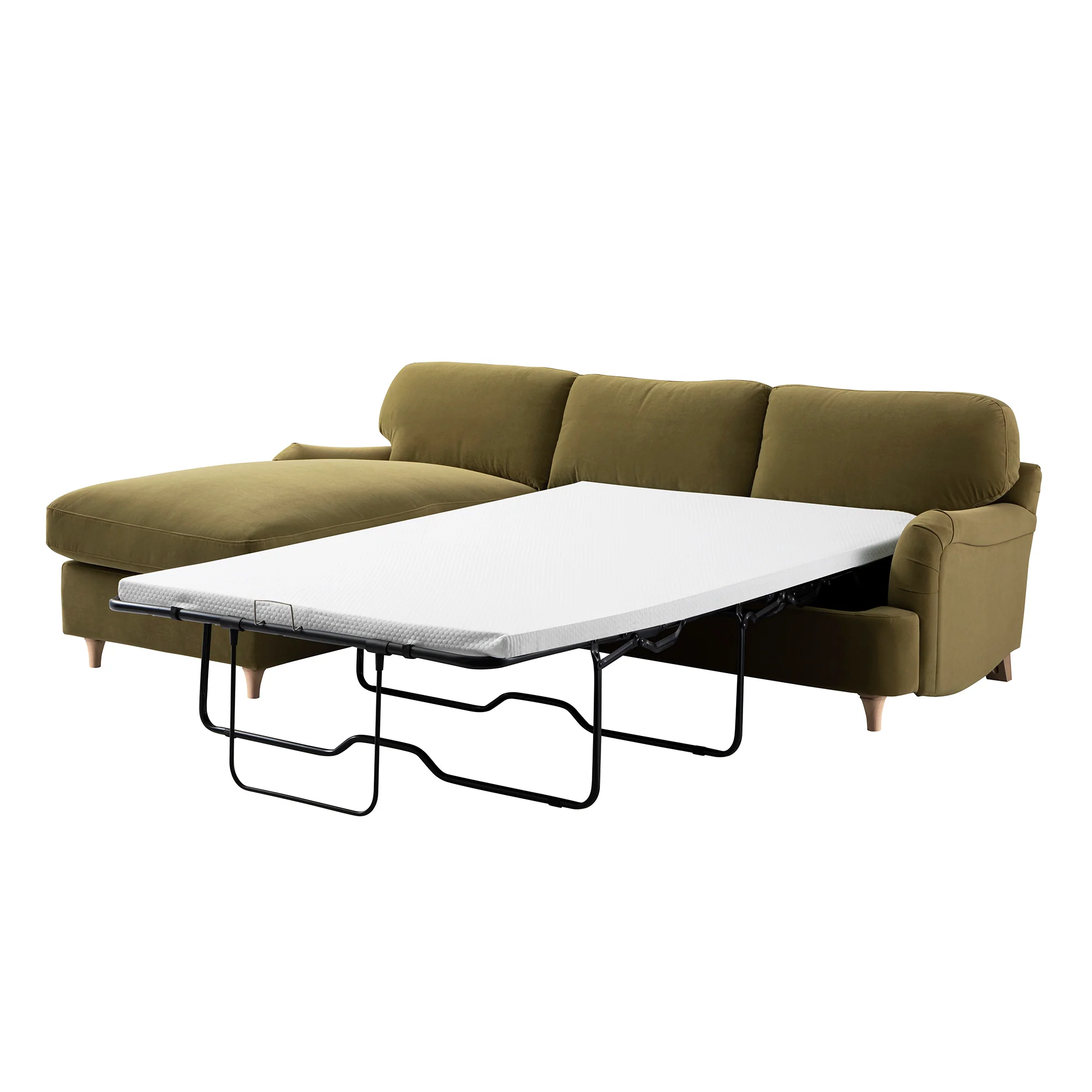 Daphnis Fudge Velvet Sofa Bed, Grande Chaise Left Hand Facing - Image 11